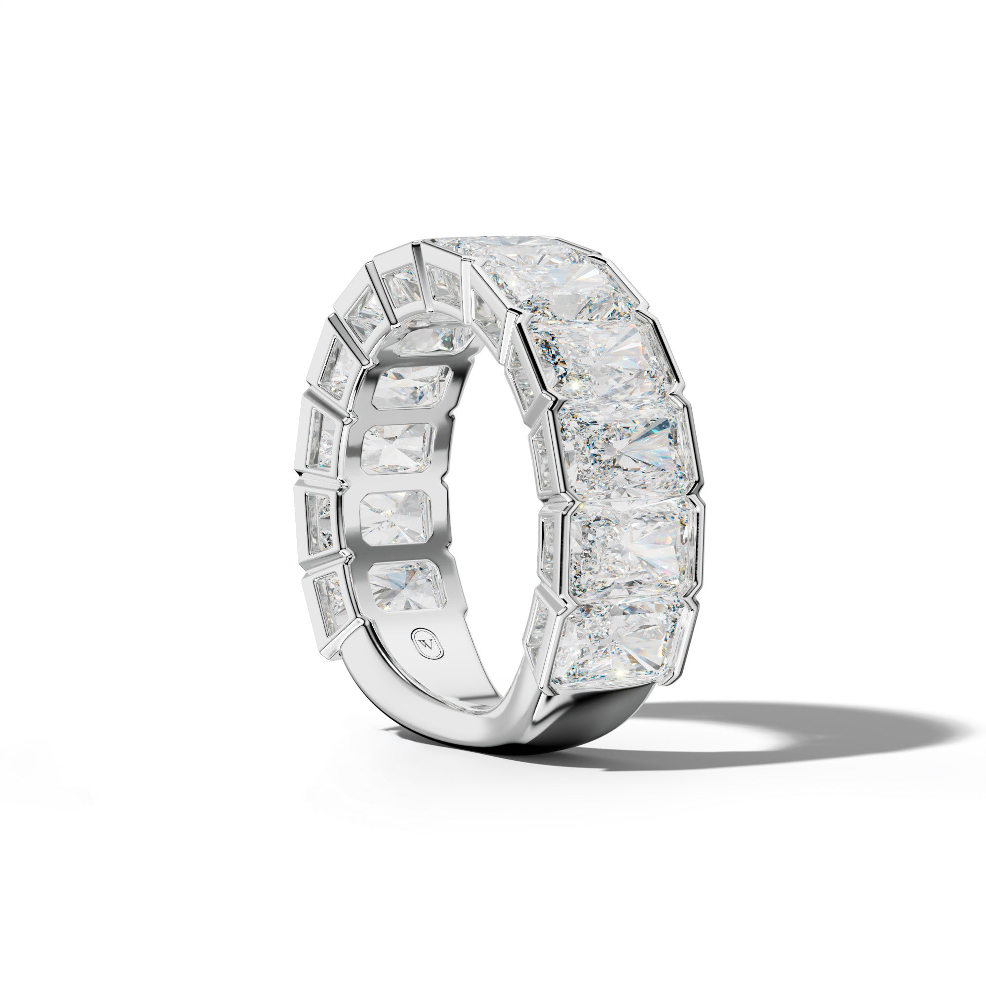 8.0 Carat Radiant Diamond Half Bezel Set 3/4 Anniversary Band