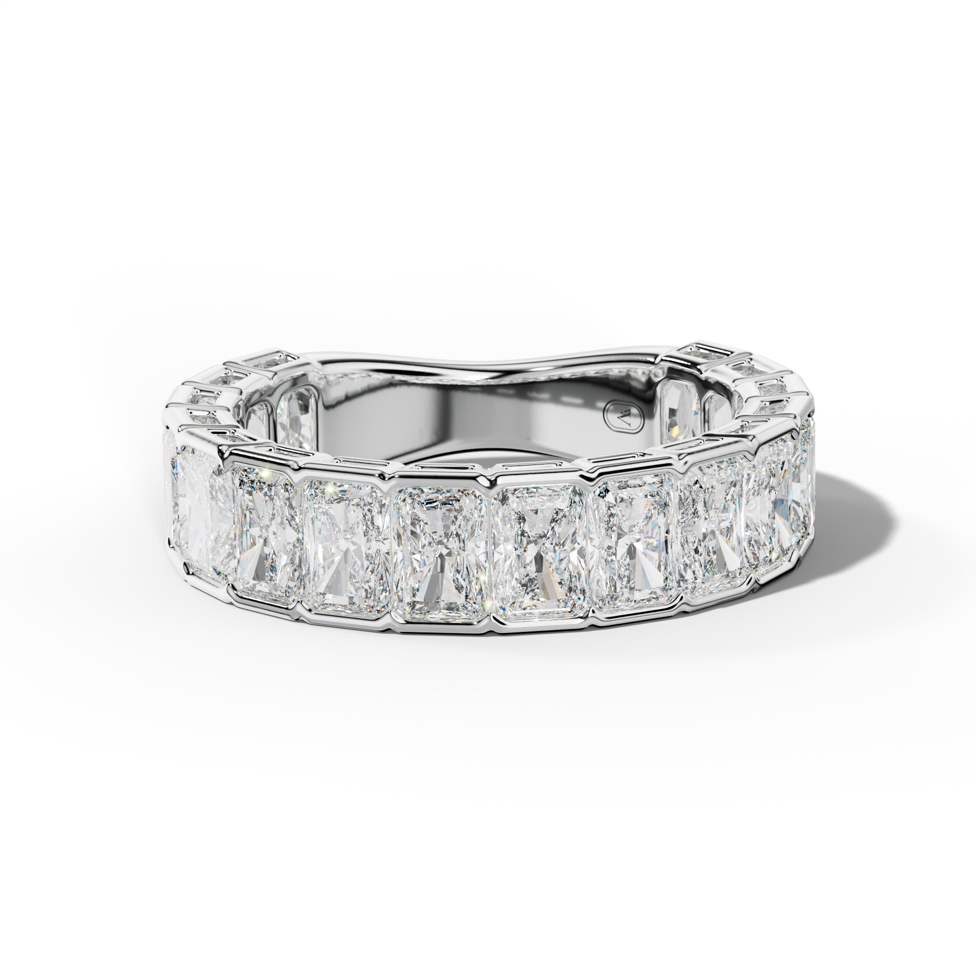 4.0 Carat Radiant Diamond Half Bezel Set 3/4 Anniversary Band
