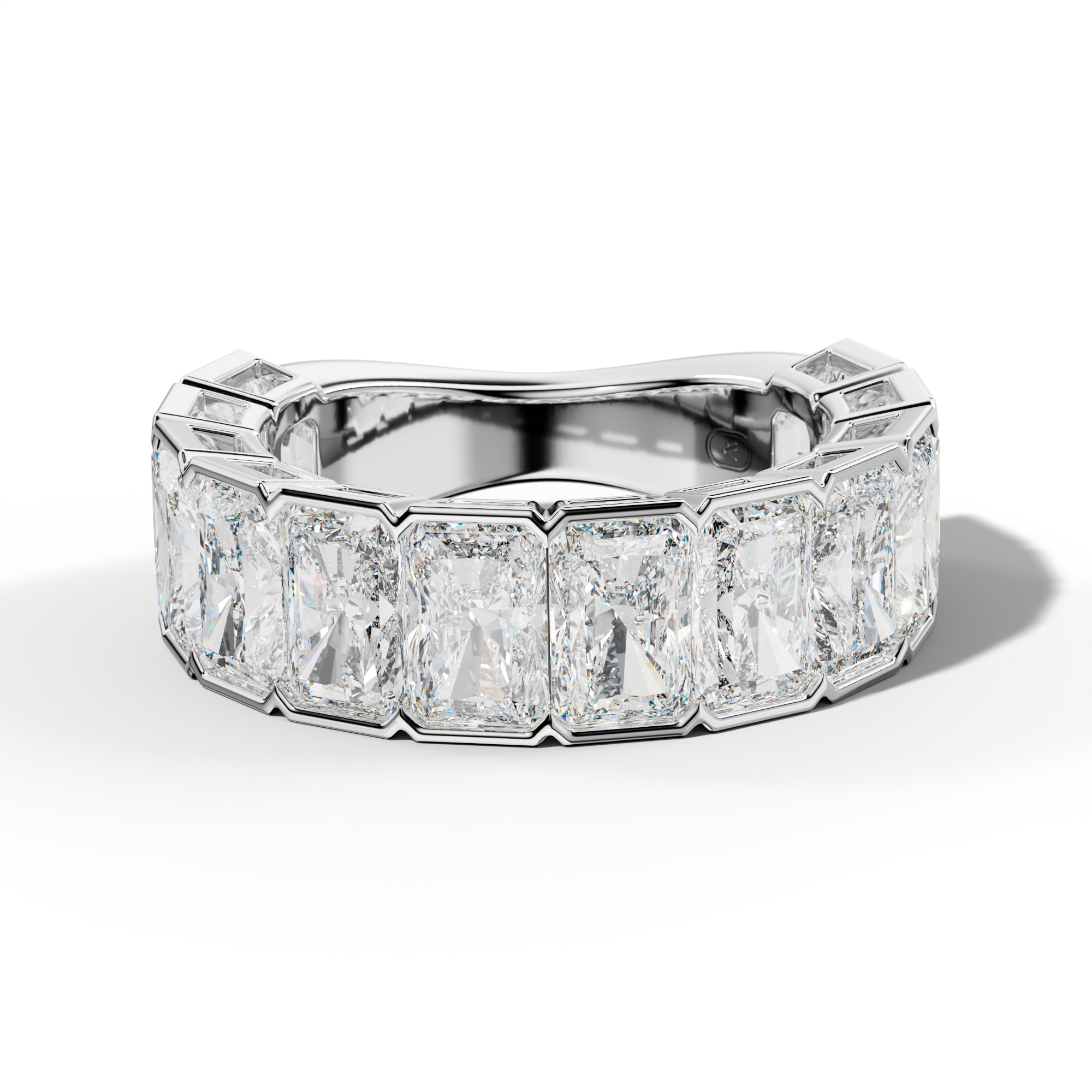 8.0 Carat Radiant Diamond Half Bezel Set 3/4 Anniversary Band