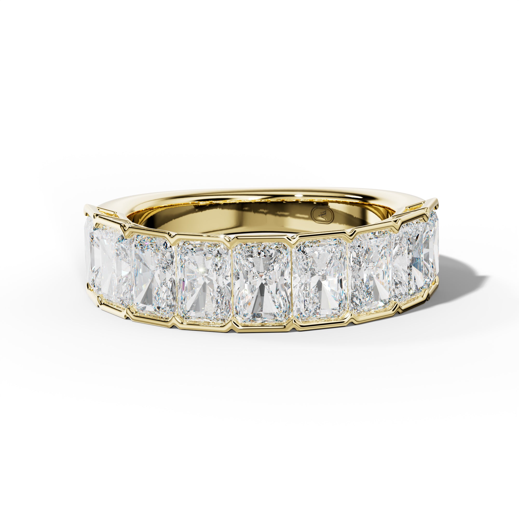 3.0 Carat Radiant Diamond Half Bezel Set Half Anniversary Band