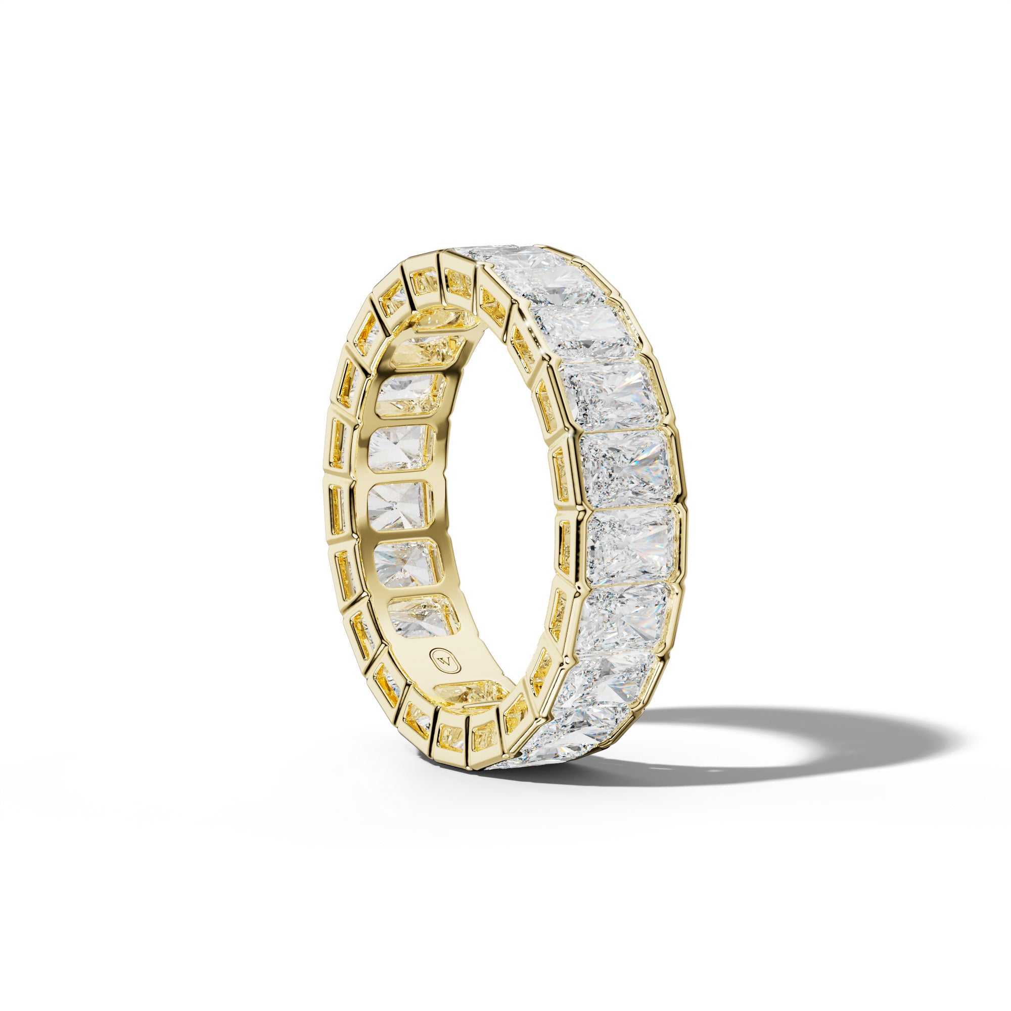 5.0 Carat Radiant Diamond Half Bezel Set Eternity Band