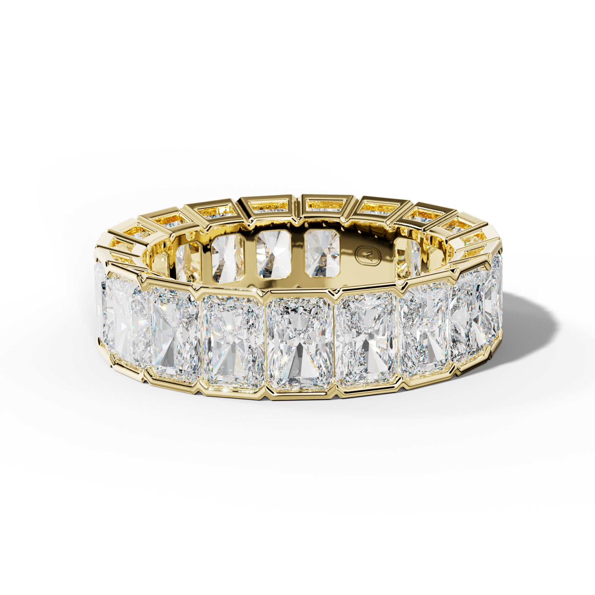 7.0 Carat Radiant Diamond Half Bezel Set Eternity Band