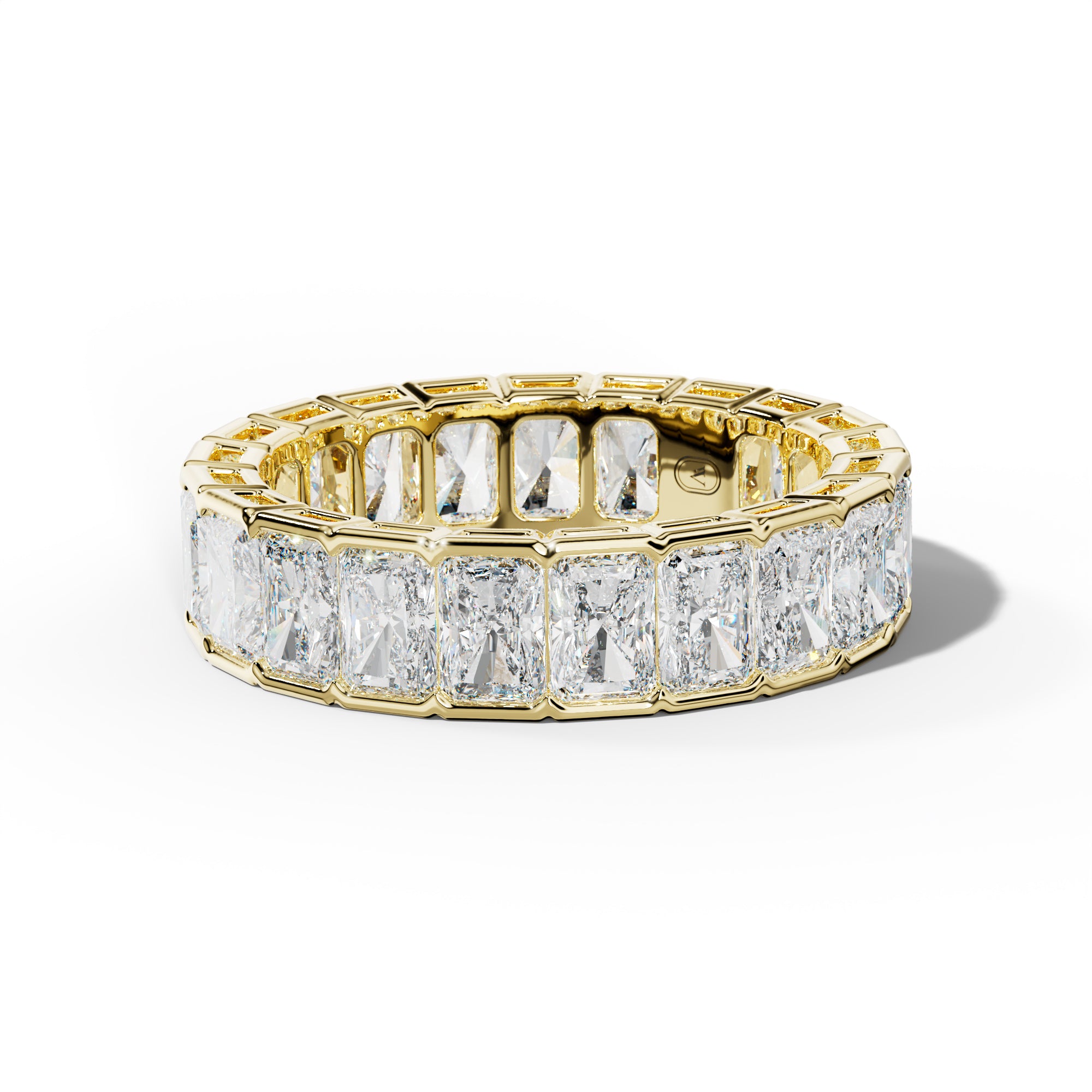 5.0 Carat Radiant Diamond Half Bezel Set Eternity Band