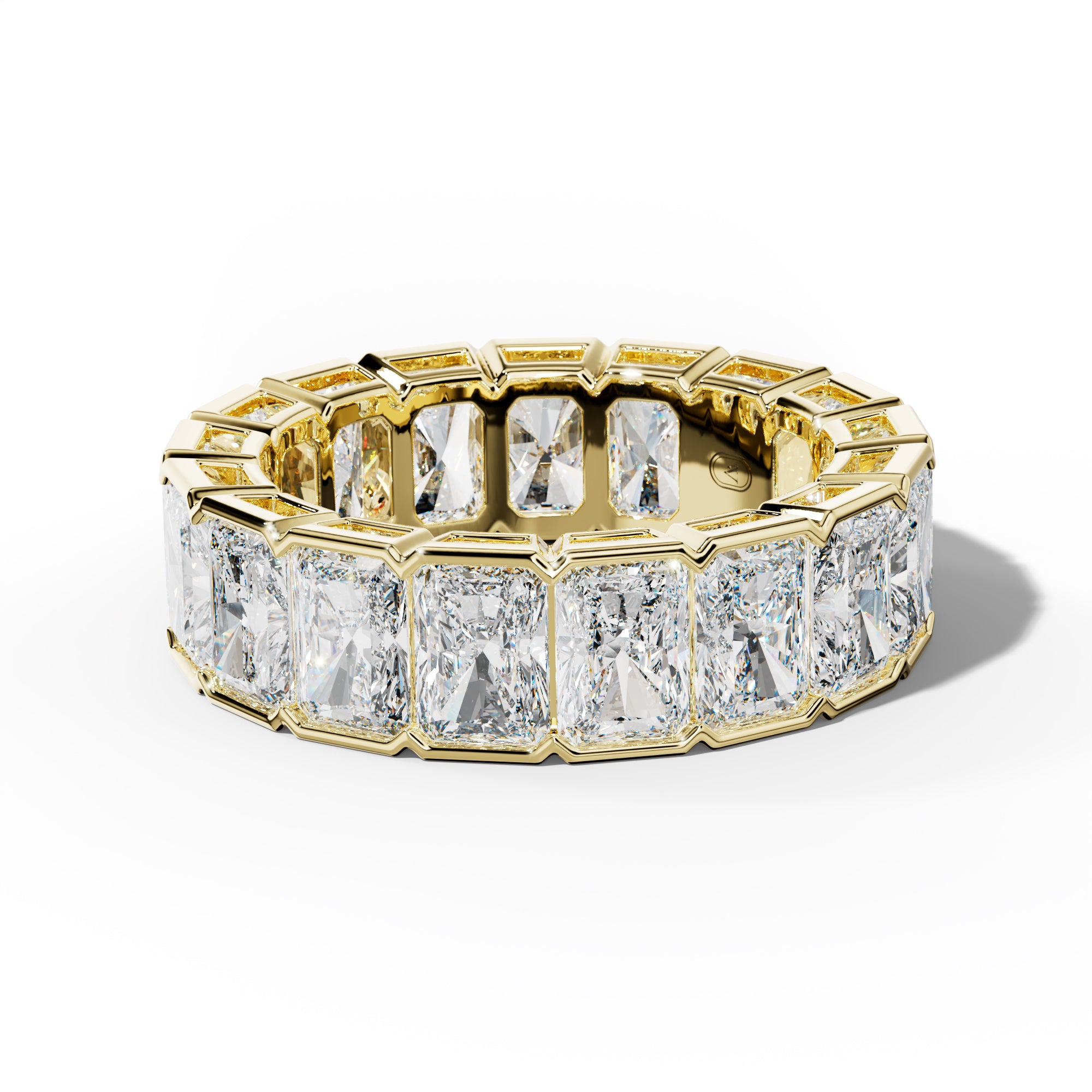 9.0 Carat Radiant Diamond Half Bezel Set Eternity Band
