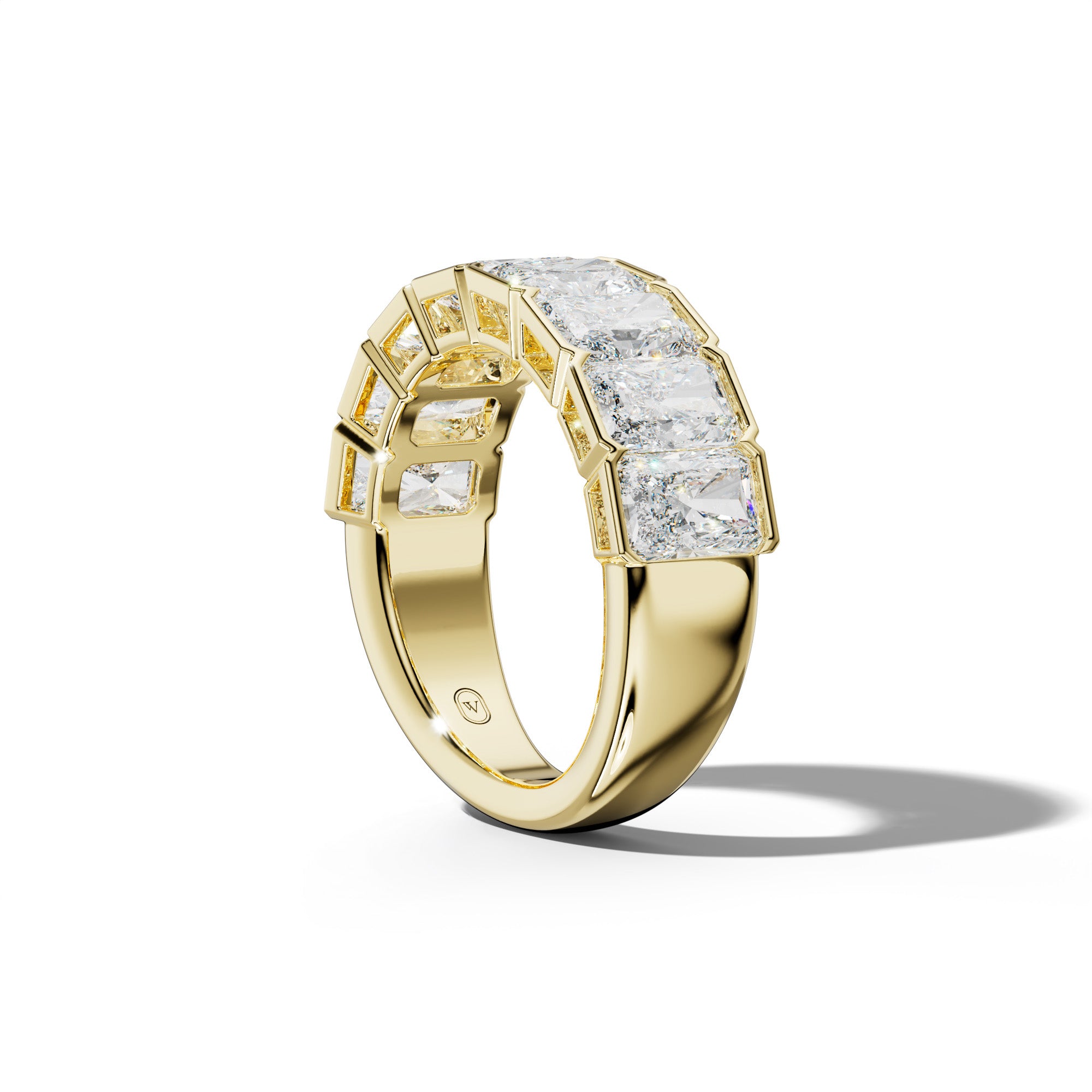 5.0 Carat Radiant Diamond Half Bezel Set Half Anniversary Band
