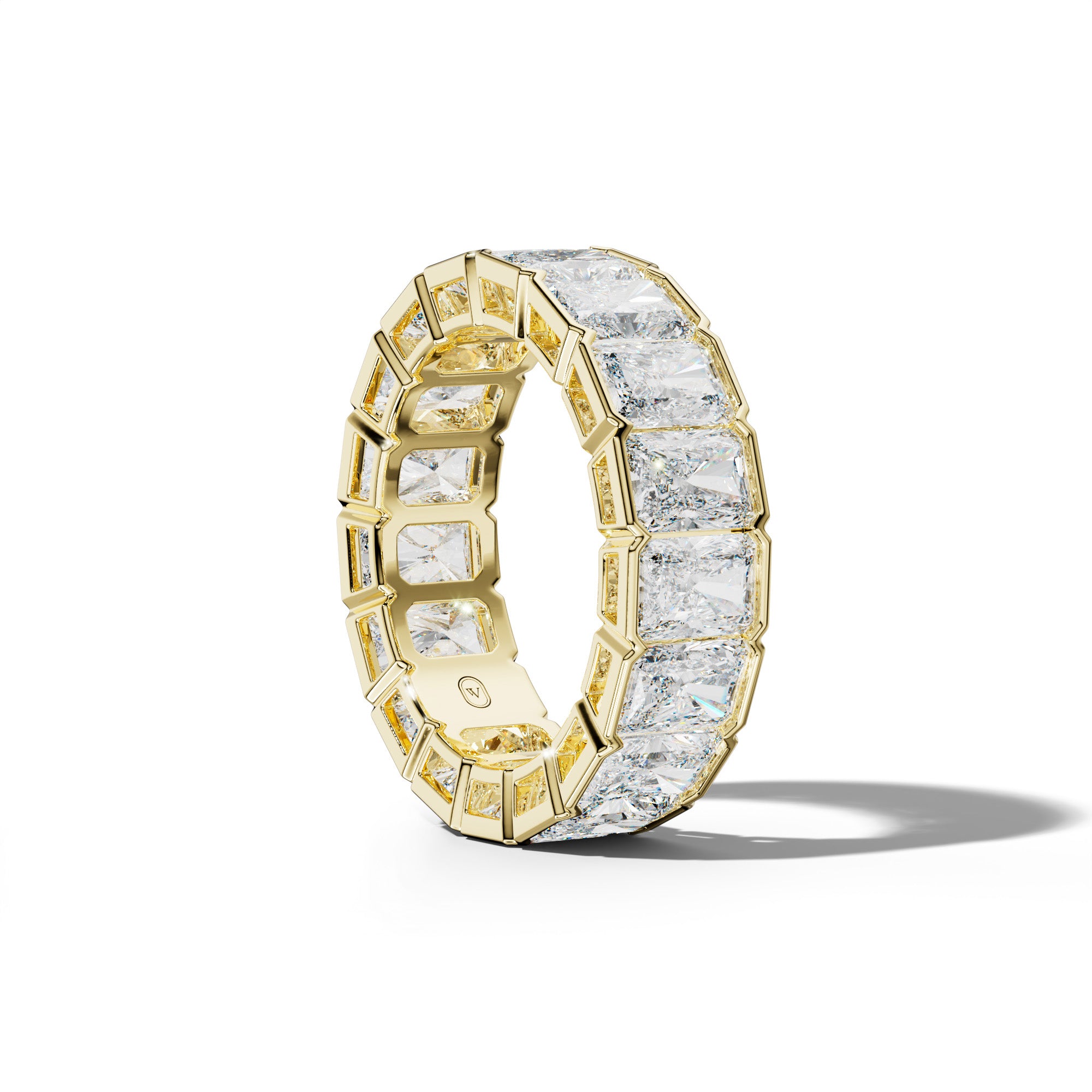 9.0 Carat Radiant Diamond Half Bezel Set Eternity Band
