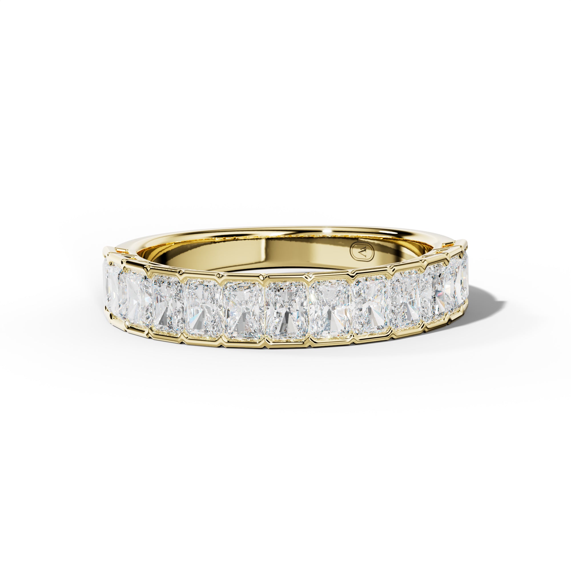 1.0 Carat Radiant Diamond Half Bezel Set Half Anniversary Band