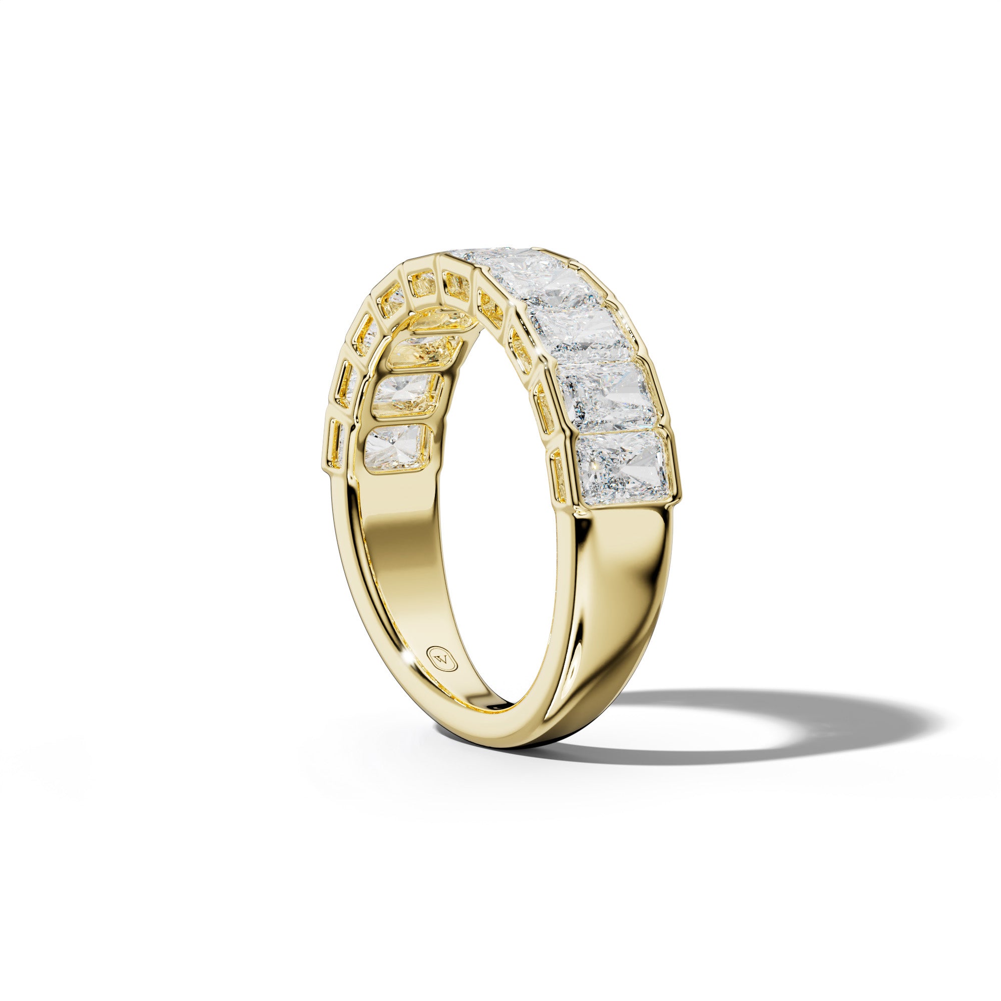 2.0 Carat Radiant Diamond Half Bezel Set Half Anniversary Band