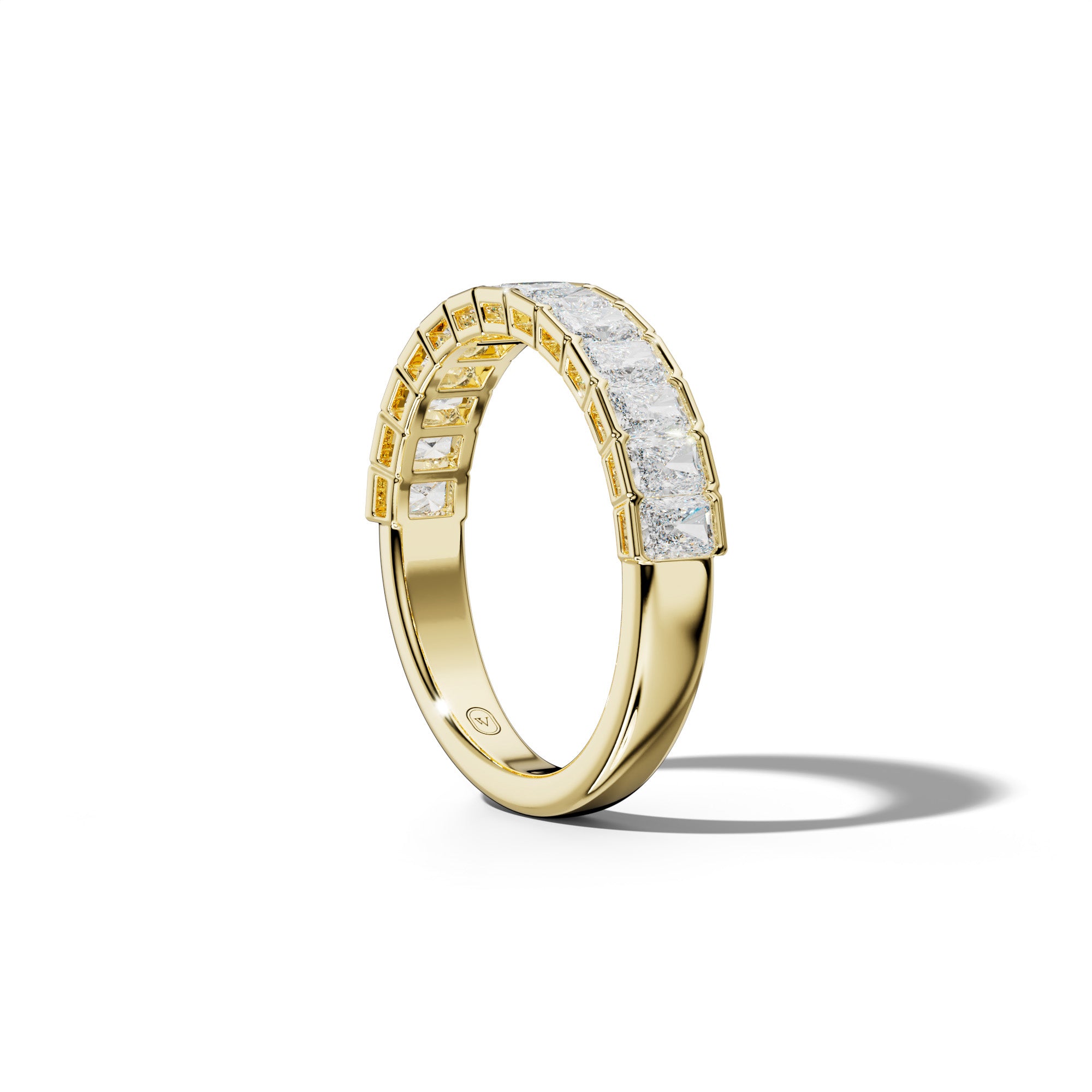 1.0 Carat Radiant Diamond Half Bezel Set Half Anniversary Band