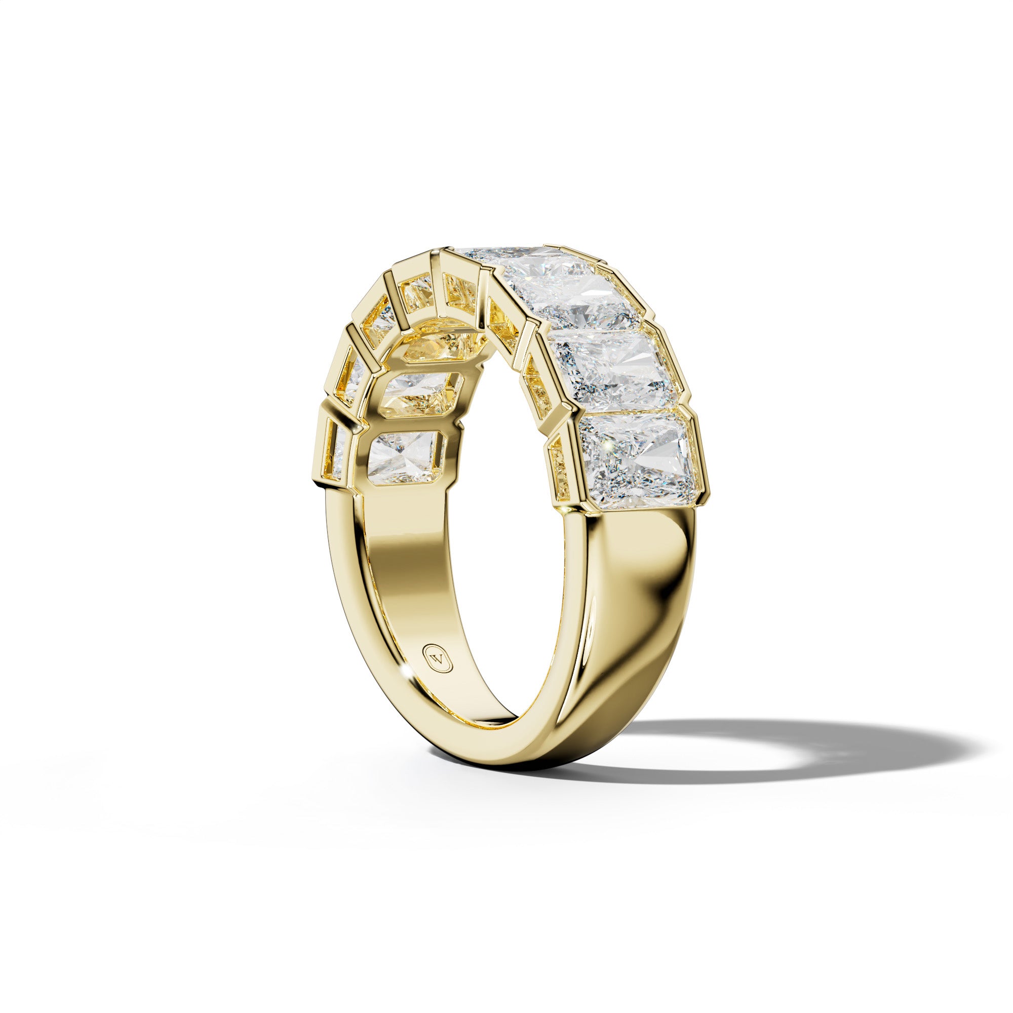 4.0 Carat Radiant Diamond Half Bezel Set Half Anniversary Band