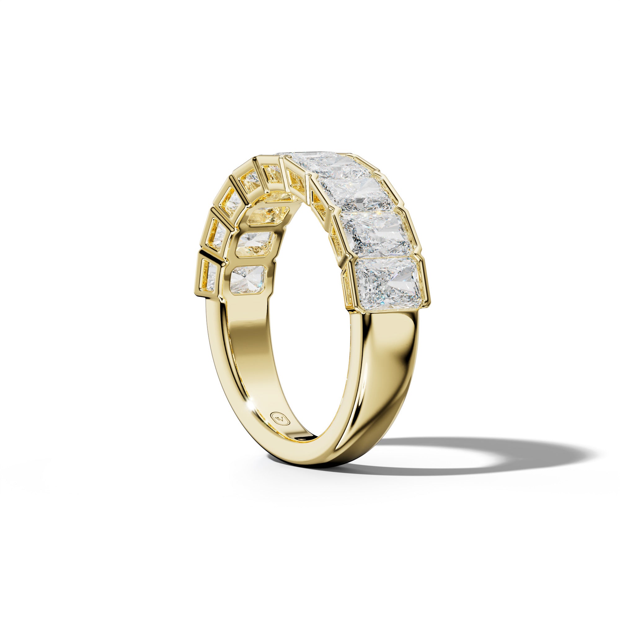 3.0 Carat Radiant Diamond Half Bezel Set Half Anniversary Band