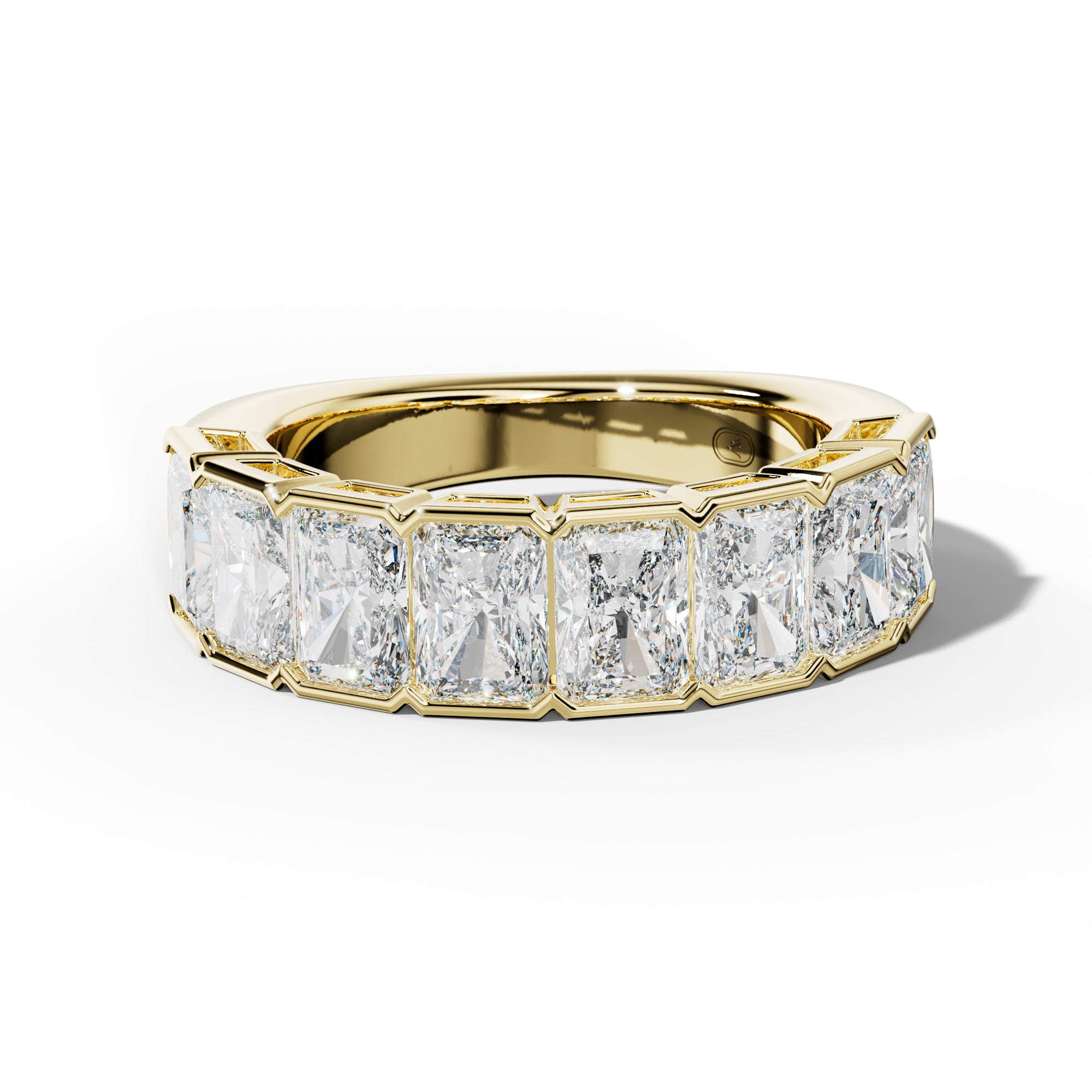 5.0 Carat Radiant Diamond Half Bezel Set Half Anniversary Band