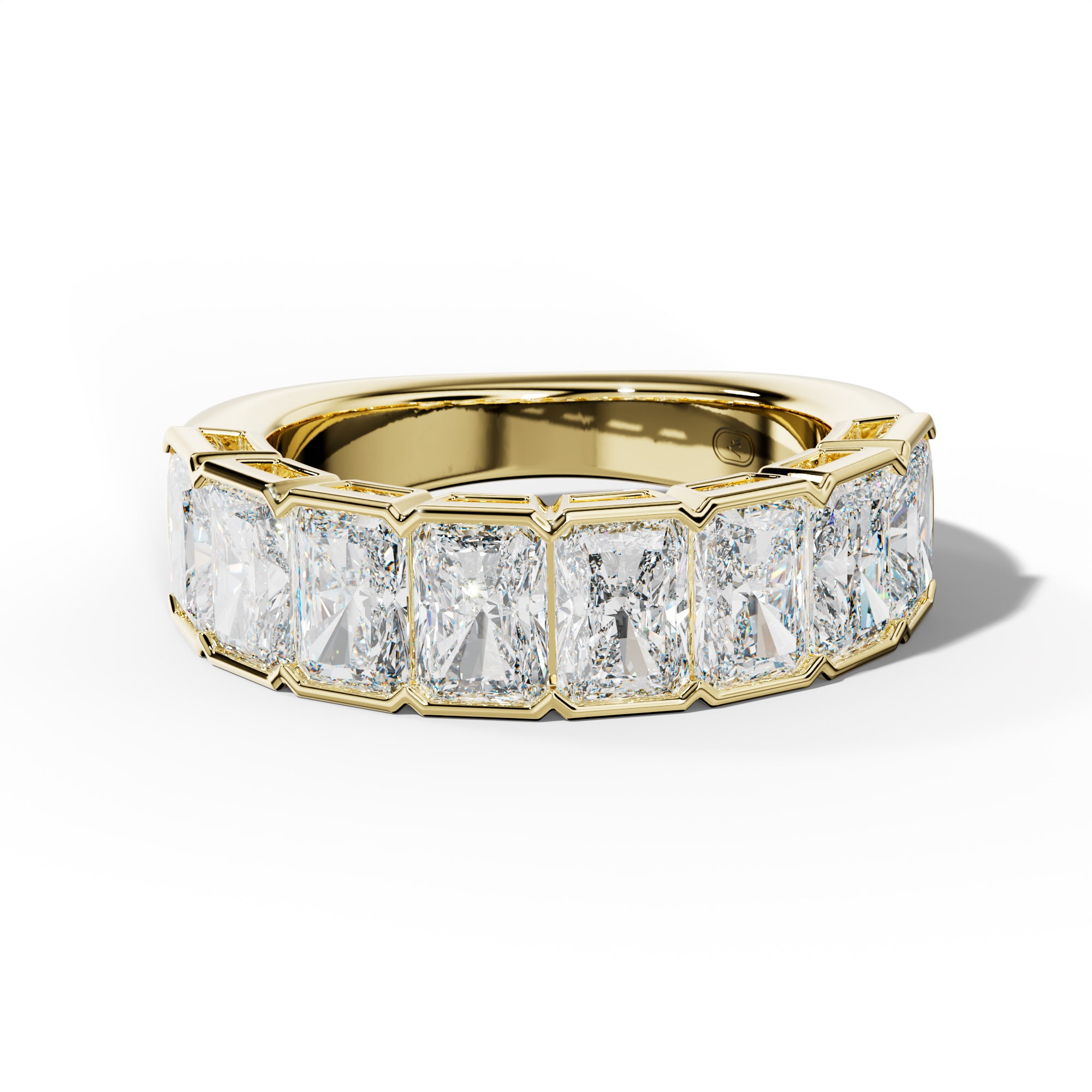 4.0 Carat Radiant Diamond Half Bezel Set Half Anniversary Band