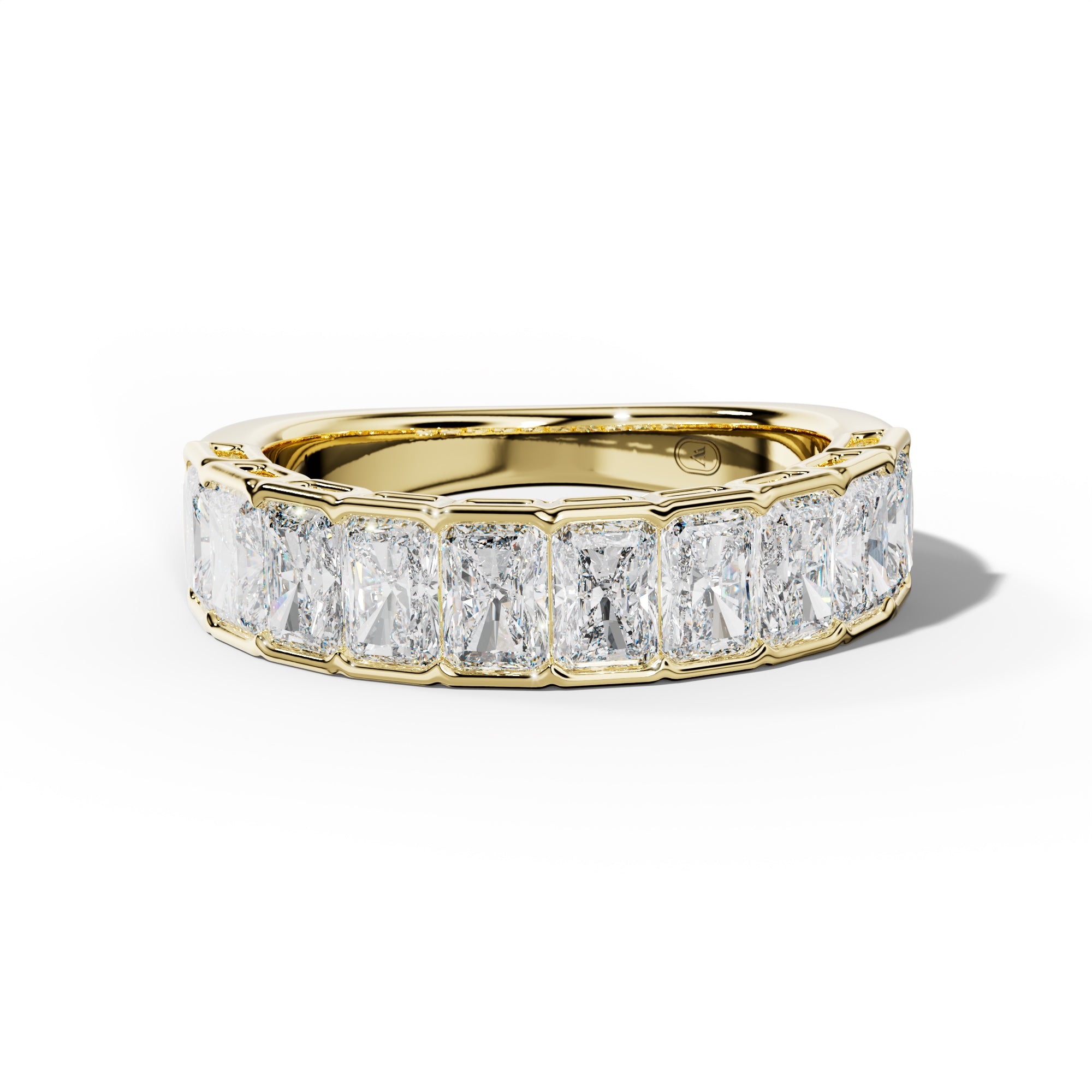 2.0 Carat Radiant Diamond Half Bezel Set Half Anniversary Band