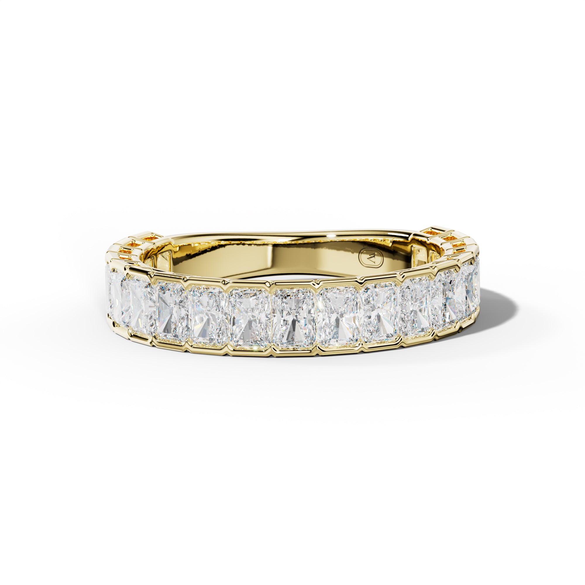 2.0 Carat Radiant Diamond Half Bezel Set 3/4 Anniversary Band