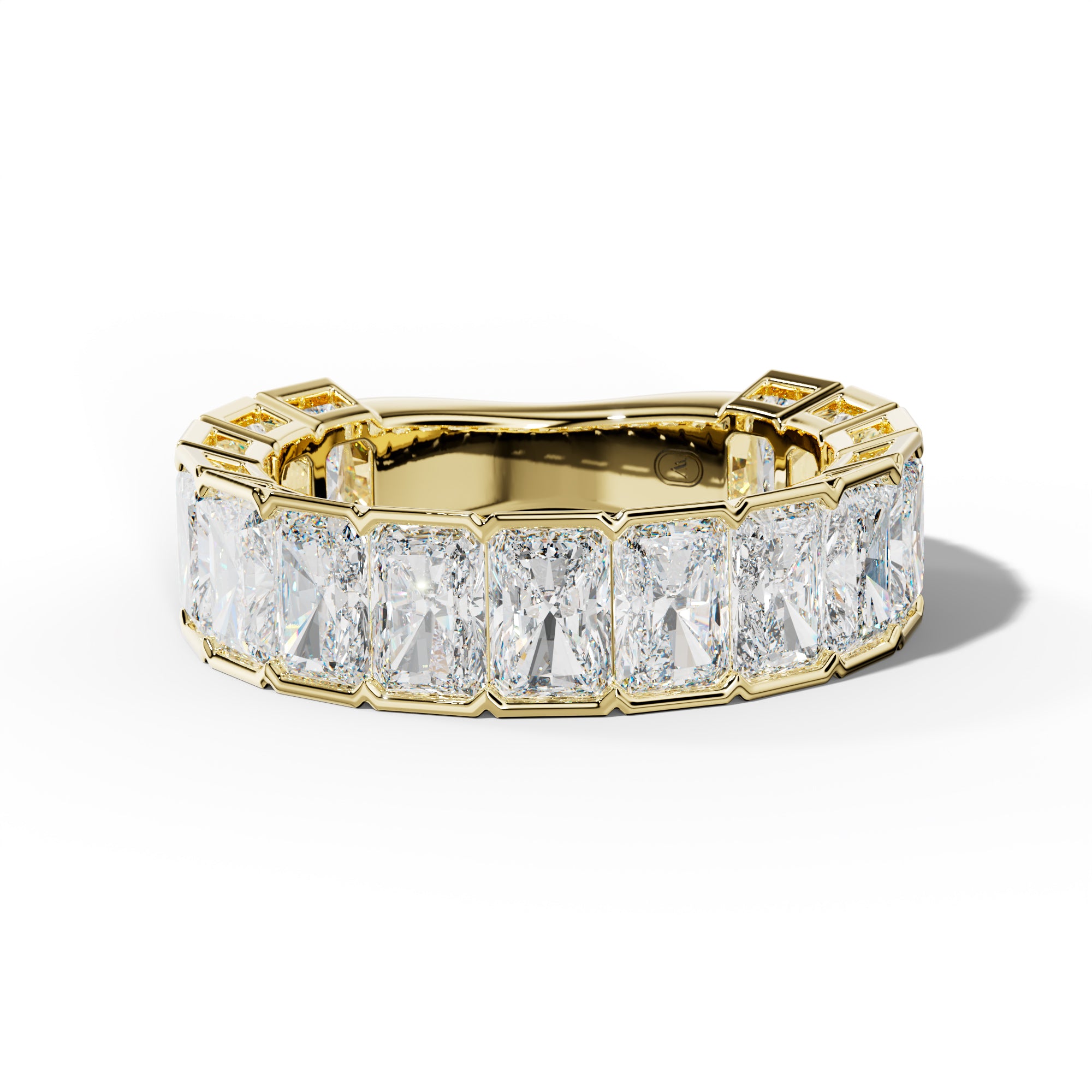5.0 Carat Radiant Diamond Half Bezel Set 3/4 Anniversary Band