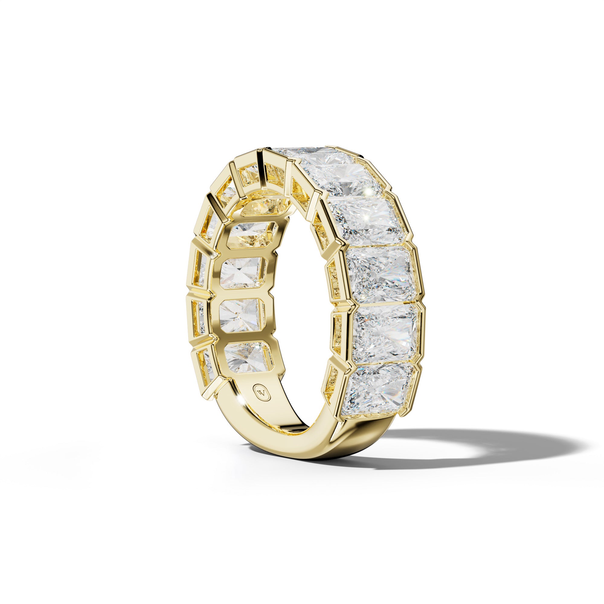 6.0 Carat Radiant Diamond Half Bezel Set 3/4 Anniversary Band