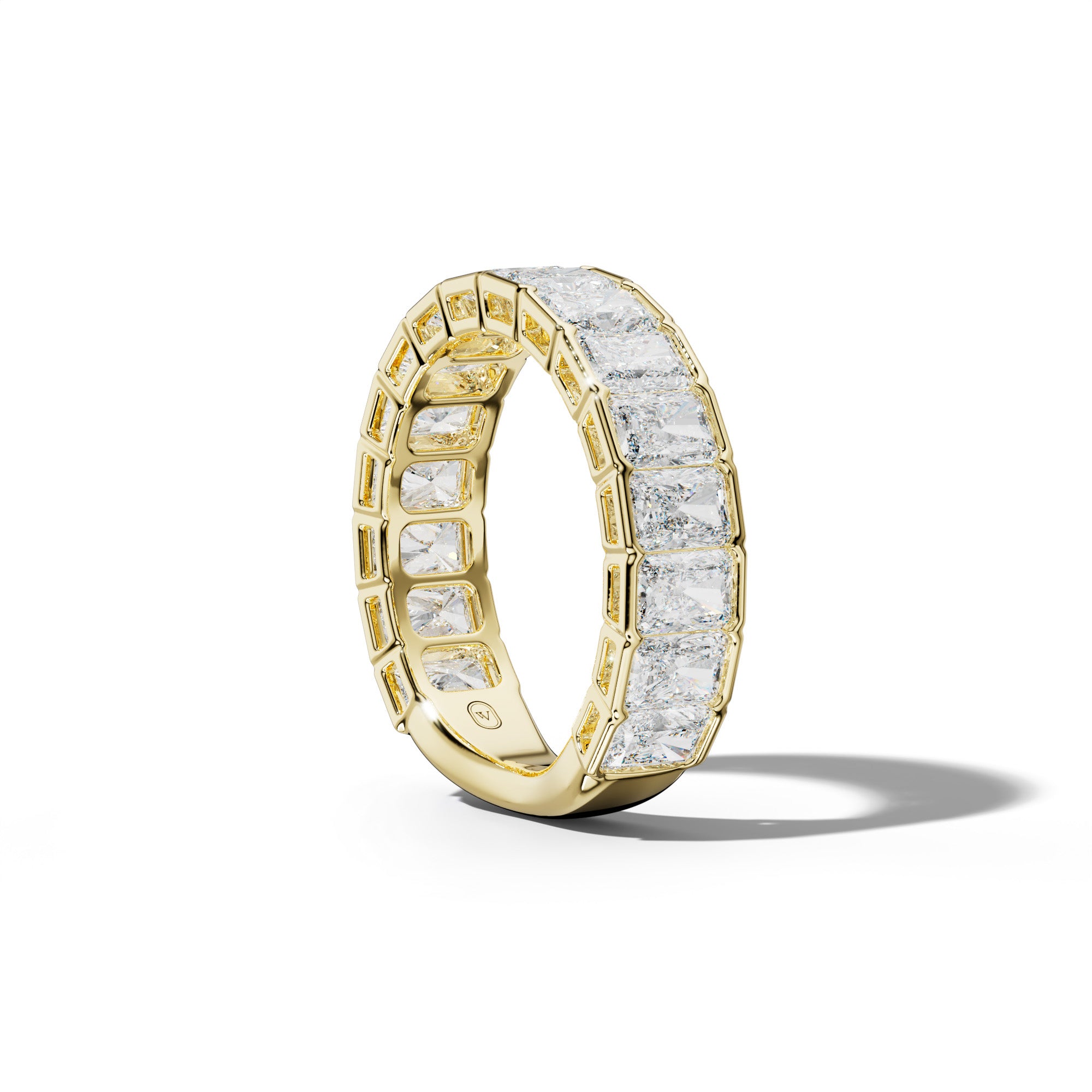 4.0 Carat Radiant Diamond Half Bezel Set 3/4 Anniversary Band