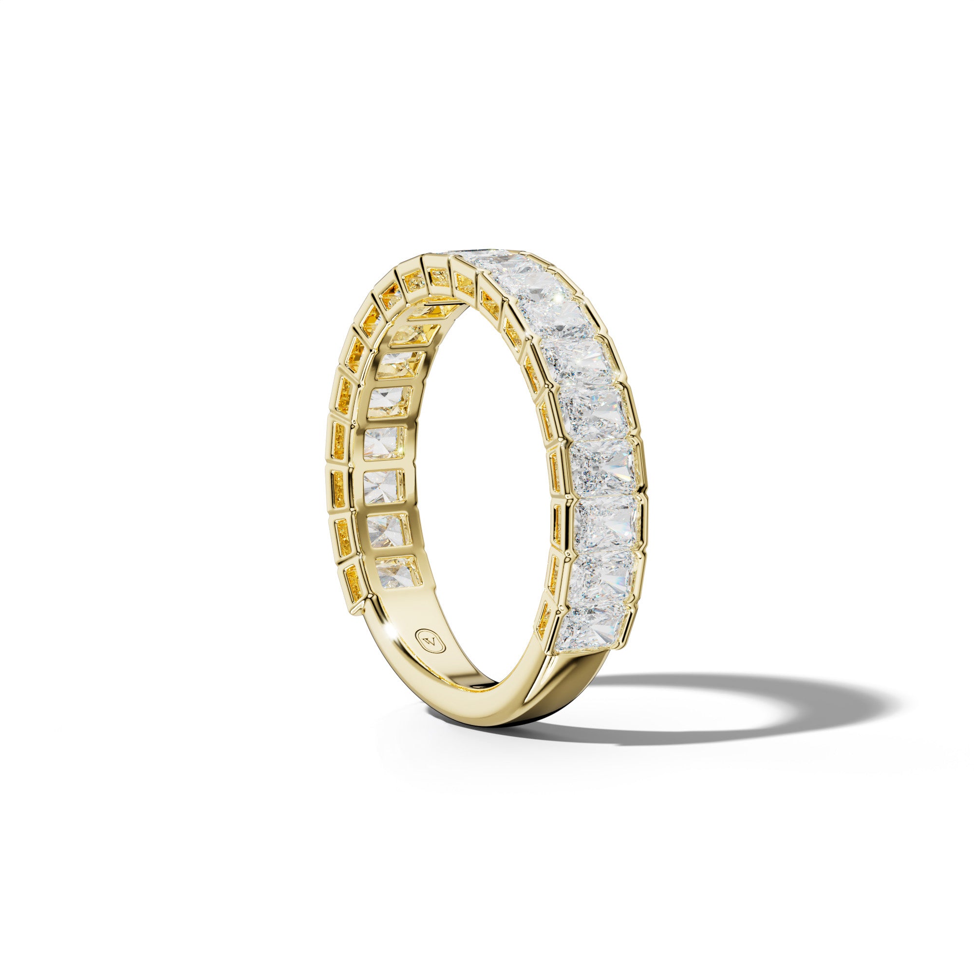 2.0 Carat Radiant Diamond Half Bezel Set 3/4 Anniversary Band