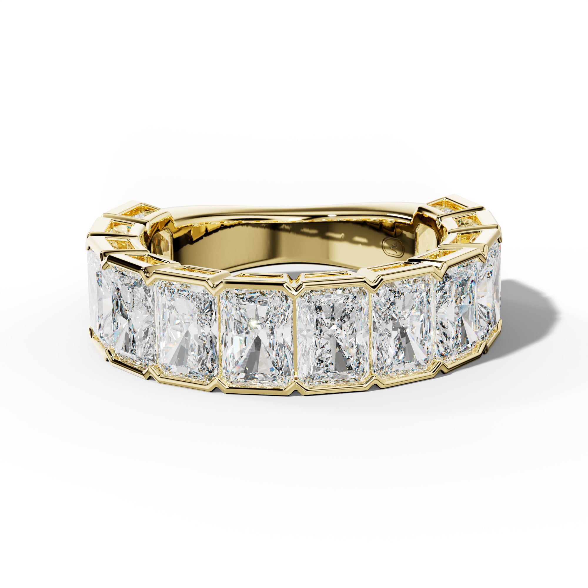 6.0 Carat Radiant Diamond Half Bezel Set 3/4 Anniversary Band