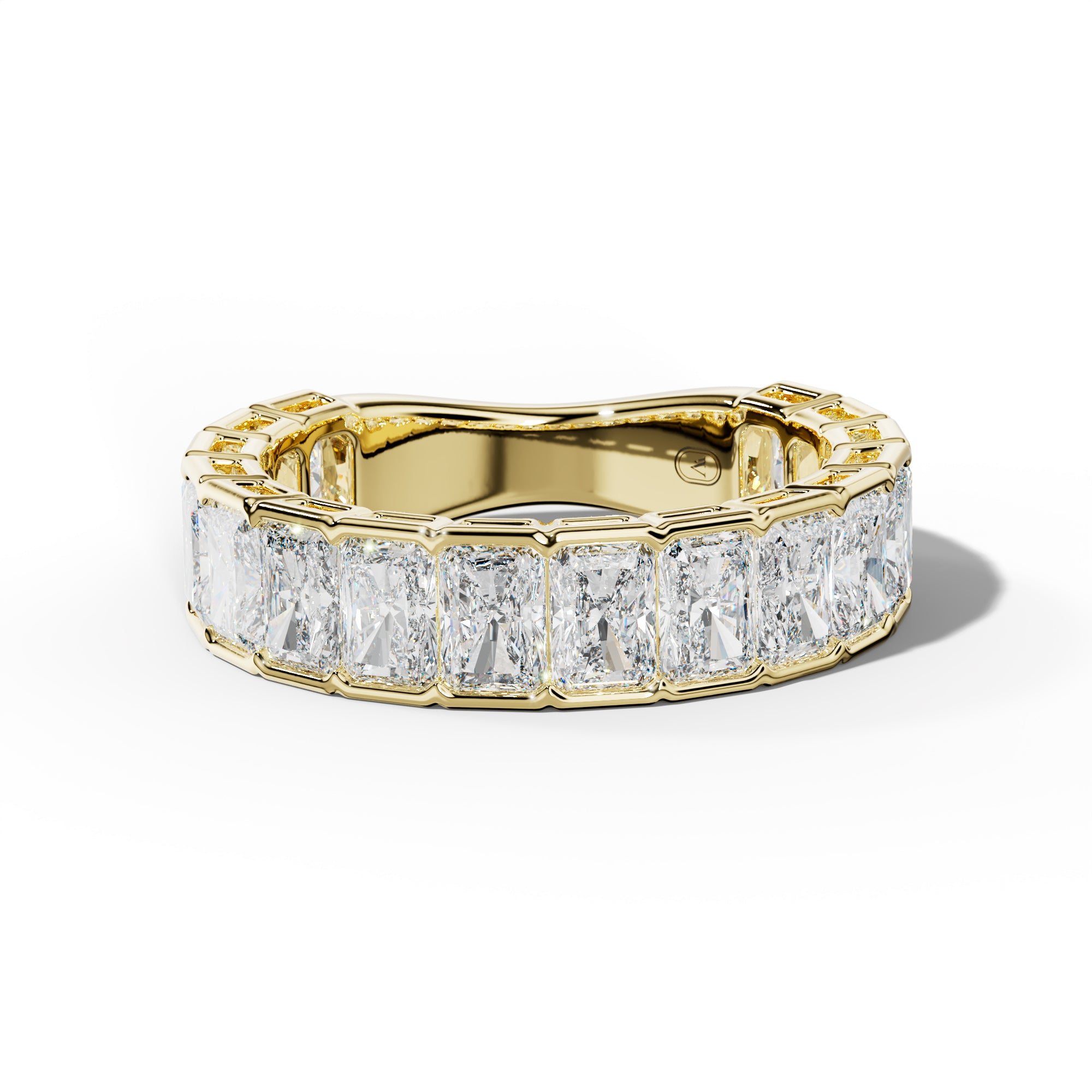 4.0 Carat Radiant Diamond Half Bezel Set 3/4 Anniversary Band