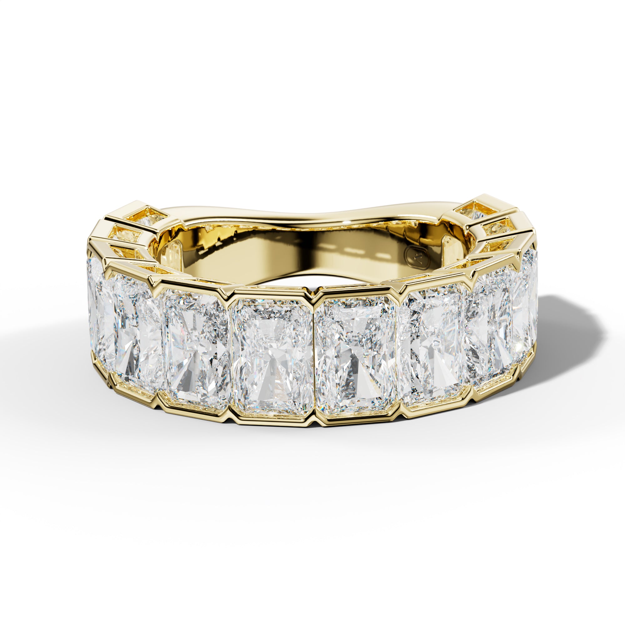 8.0 Carat Radiant Diamond Half Bezel Set 3/4 Anniversary Band