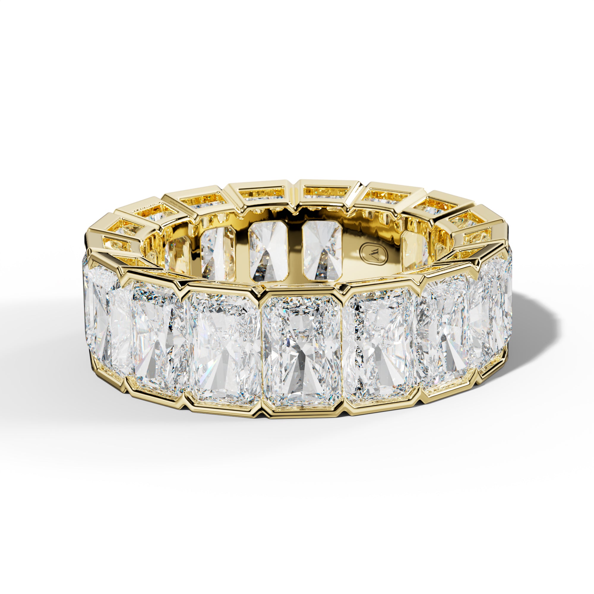 11.0 Carat Radiant Diamond Half Bezel Set Eternity Band