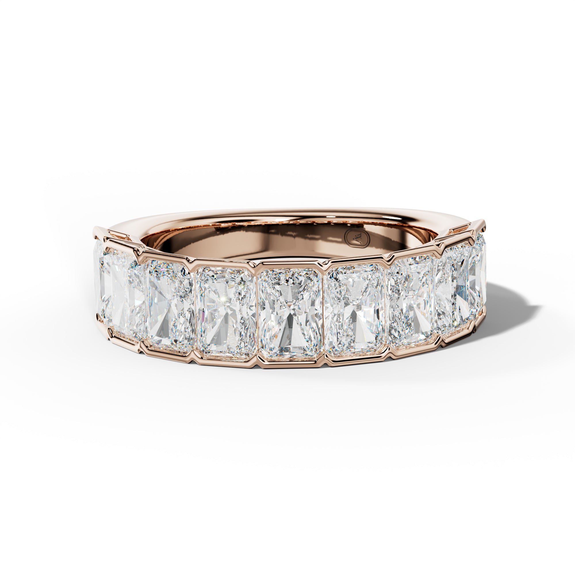 3.0 Carat Radiant Diamond Half Bezel Set Half Anniversary Band