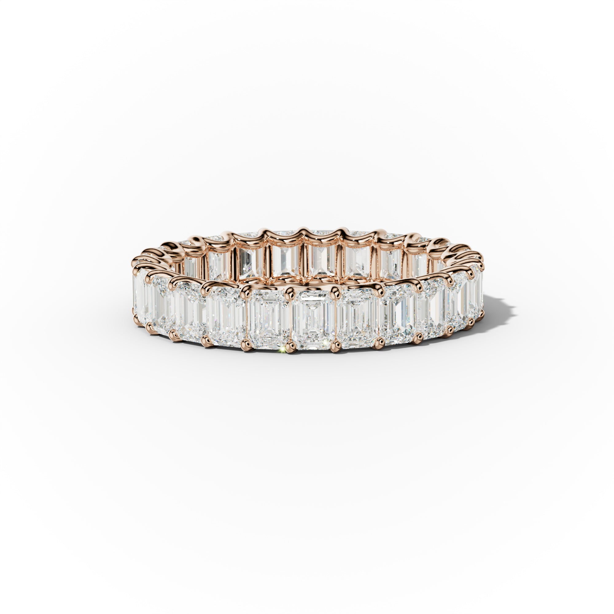 3.0 Carat Emerald Diamond Eternity Band Shared Prong