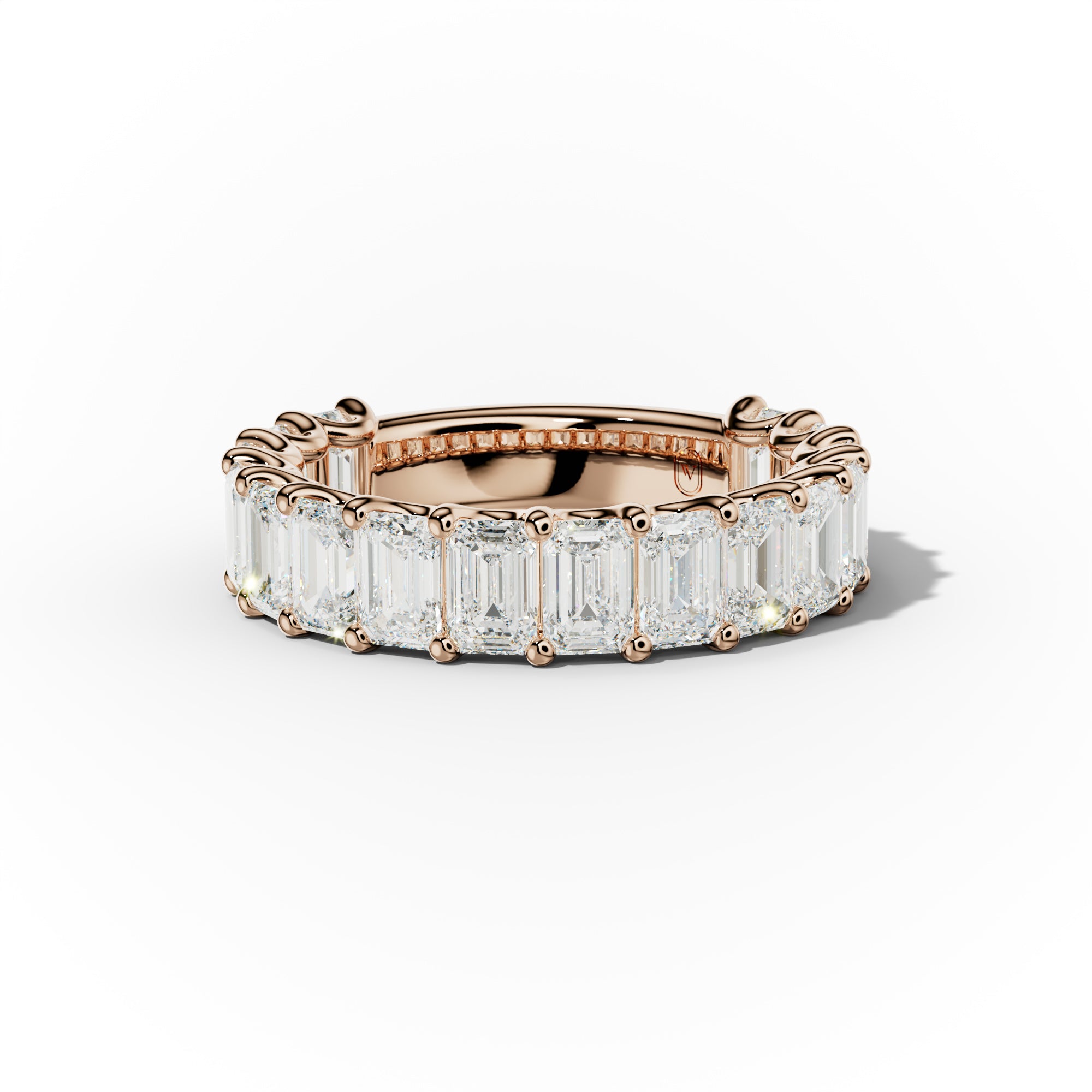 4.0 Carat Emerald Cut Diamond Anniversary Band U Prong