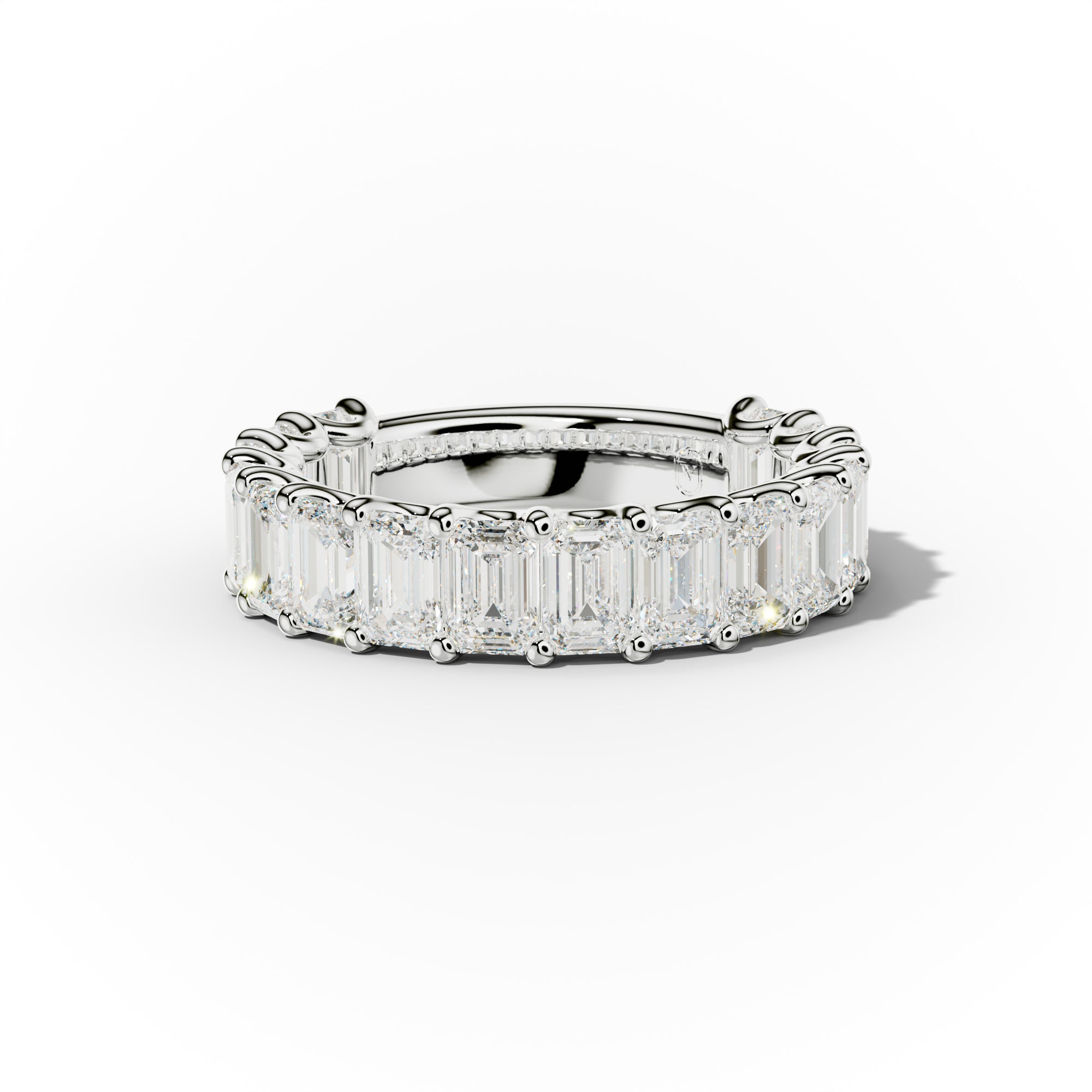 4.0 Carat Emerald Cut Diamond Anniversary Band U Prong
