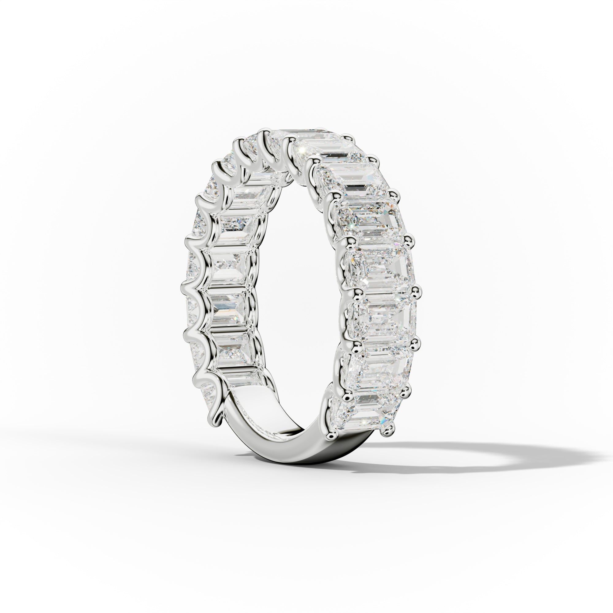 4.0 Carat Emerald Cut Diamond Anniversary Band U Prong