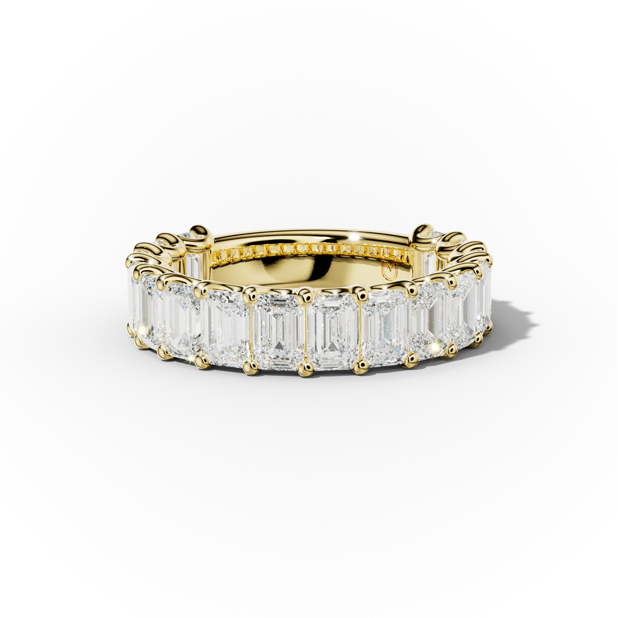 4.0 Carat Emerald Cut Diamond Anniversary Band U Prong