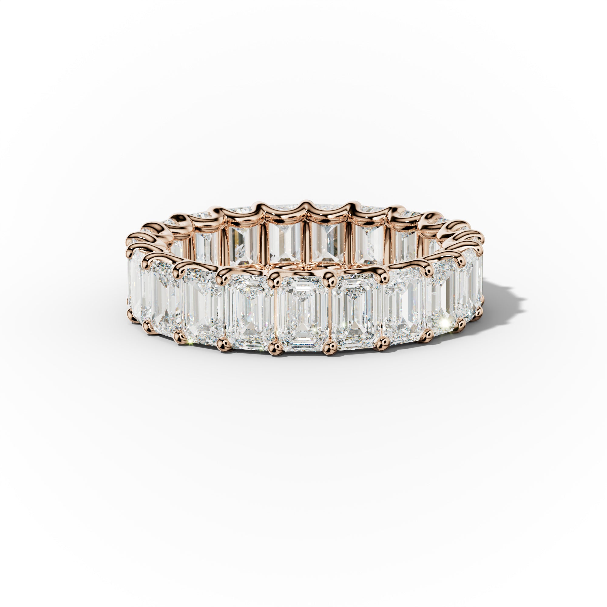 5.0 Carat Emerald Cut Diamond Eternity Band Shared Prong
