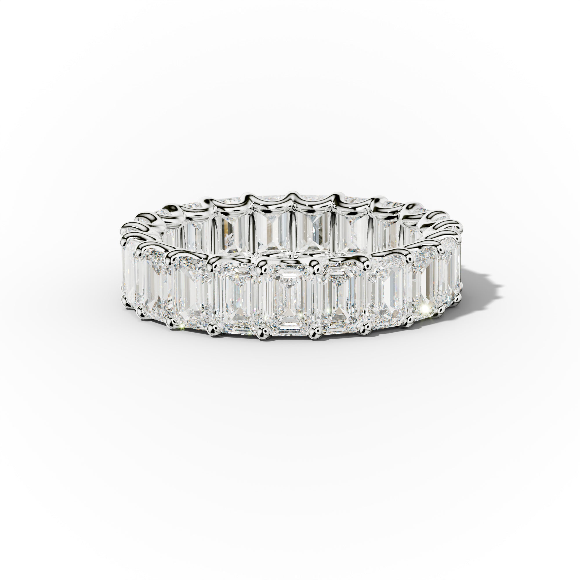5.0 Carat Emerald Cut Diamond Eternity Band Shared Prong