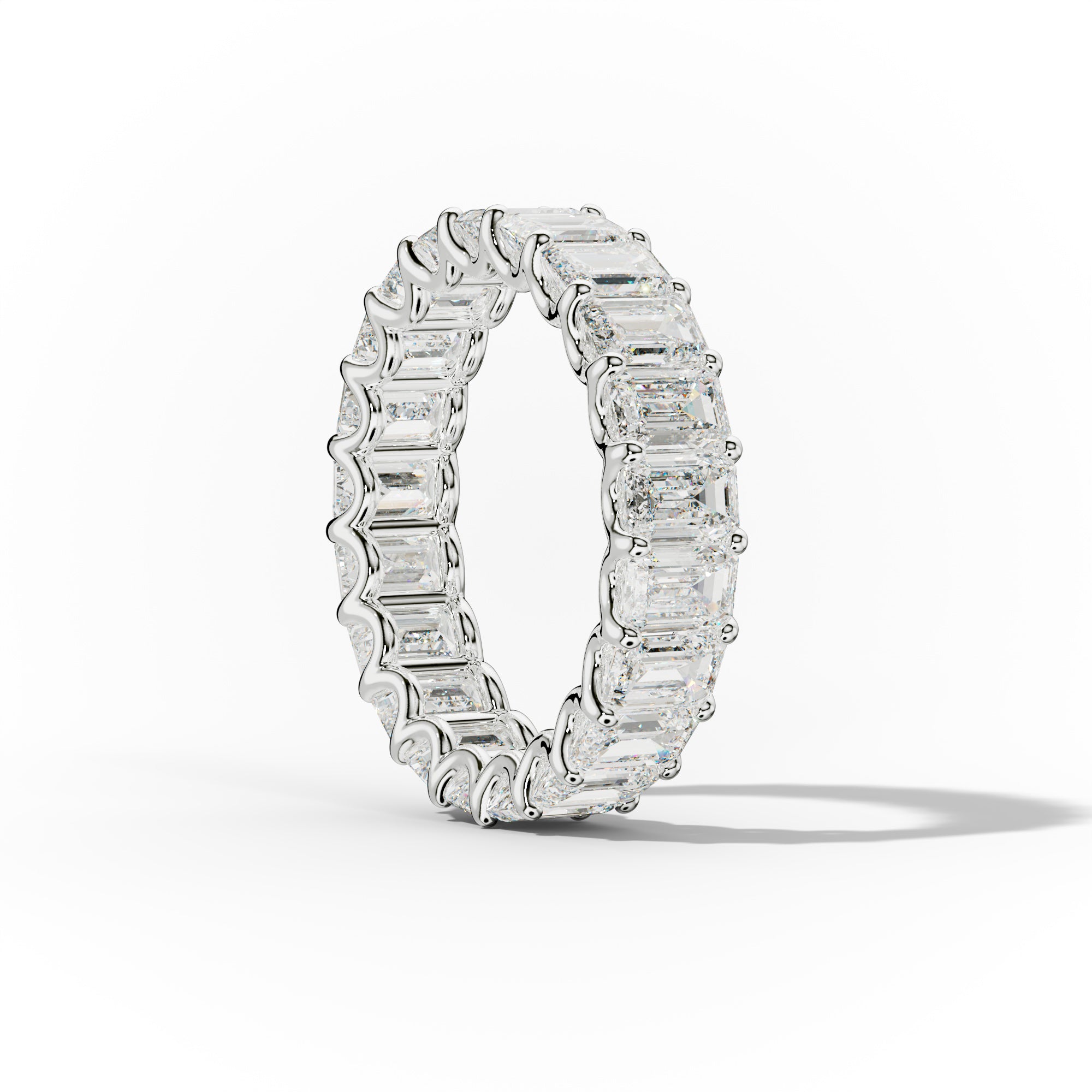 5.0 Carat Emerald Cut Diamond Eternity Band Shared Prong