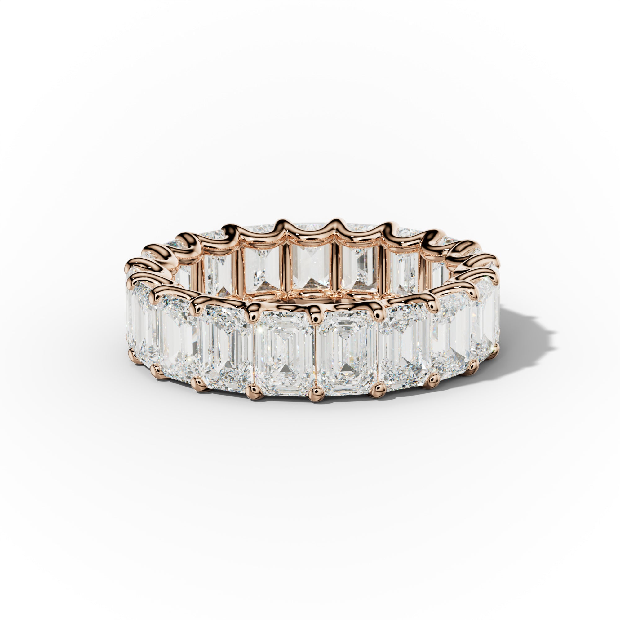 7.0 Carat Emerald Cut Diamond Eternity Band Shared Prong
