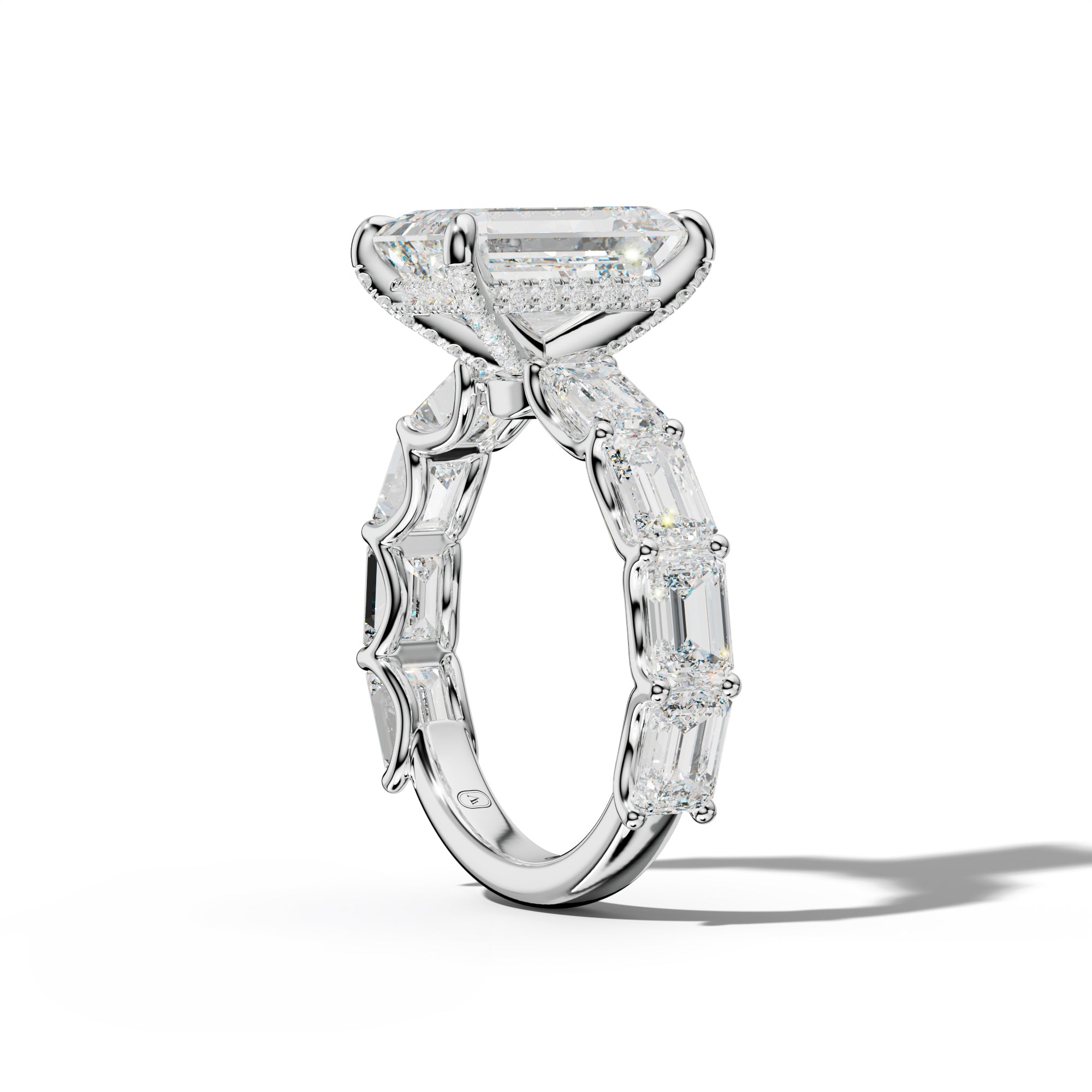 Oaklynn Emerald Cut Engagement Ring With East West Emerald Side Stones
