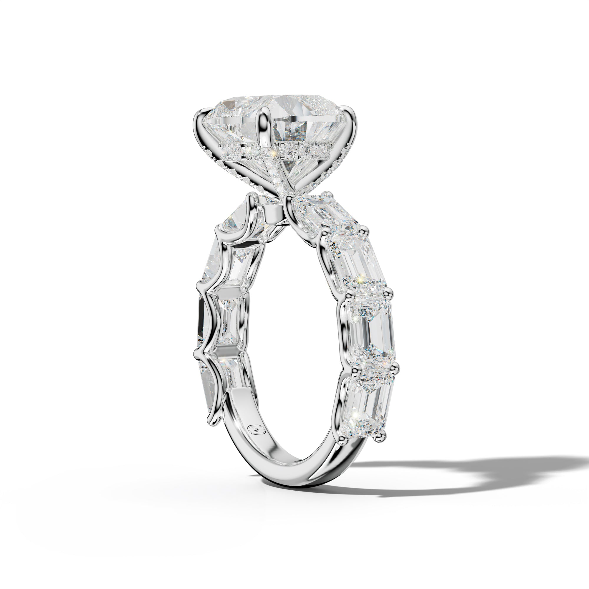 Oaklynn Heart Diamond Engagement Ring With East West Emerald Side Stones