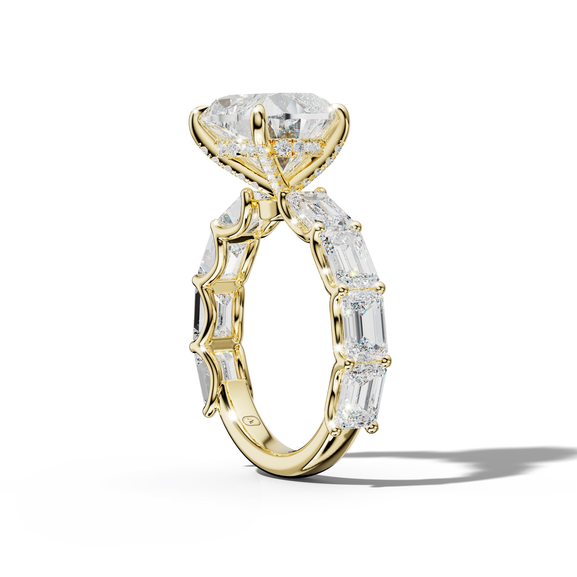 Oaklynn Heart Diamond Engagement Ring With East West Emerald Side Stones