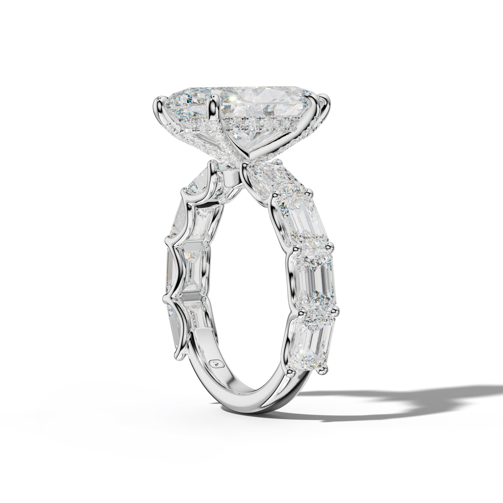 Oaklynn Marquise Diamond Engagement Ring With East West Emerald Side Stones