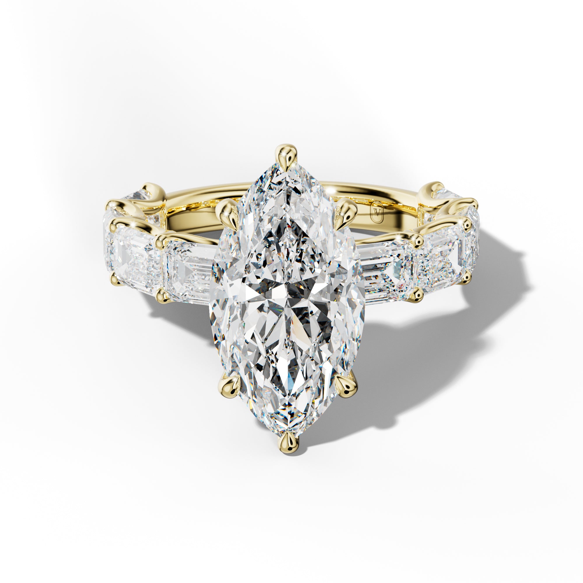 Oaklynn Marquise Diamond Engagement Ring With East West Emerald Side Stones