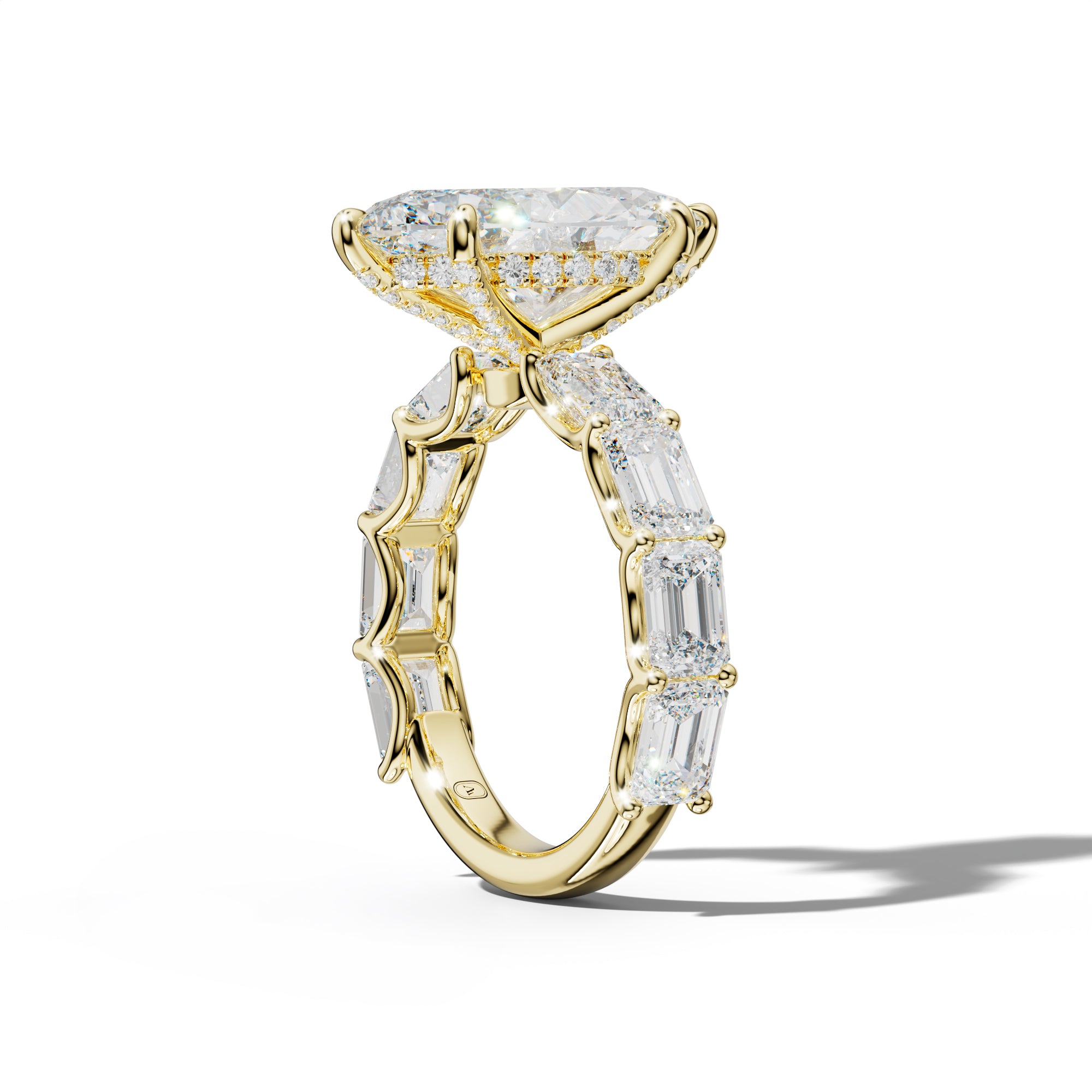 Oaklynn Marquise Diamond Engagement Ring With East West Emerald Side Stones
