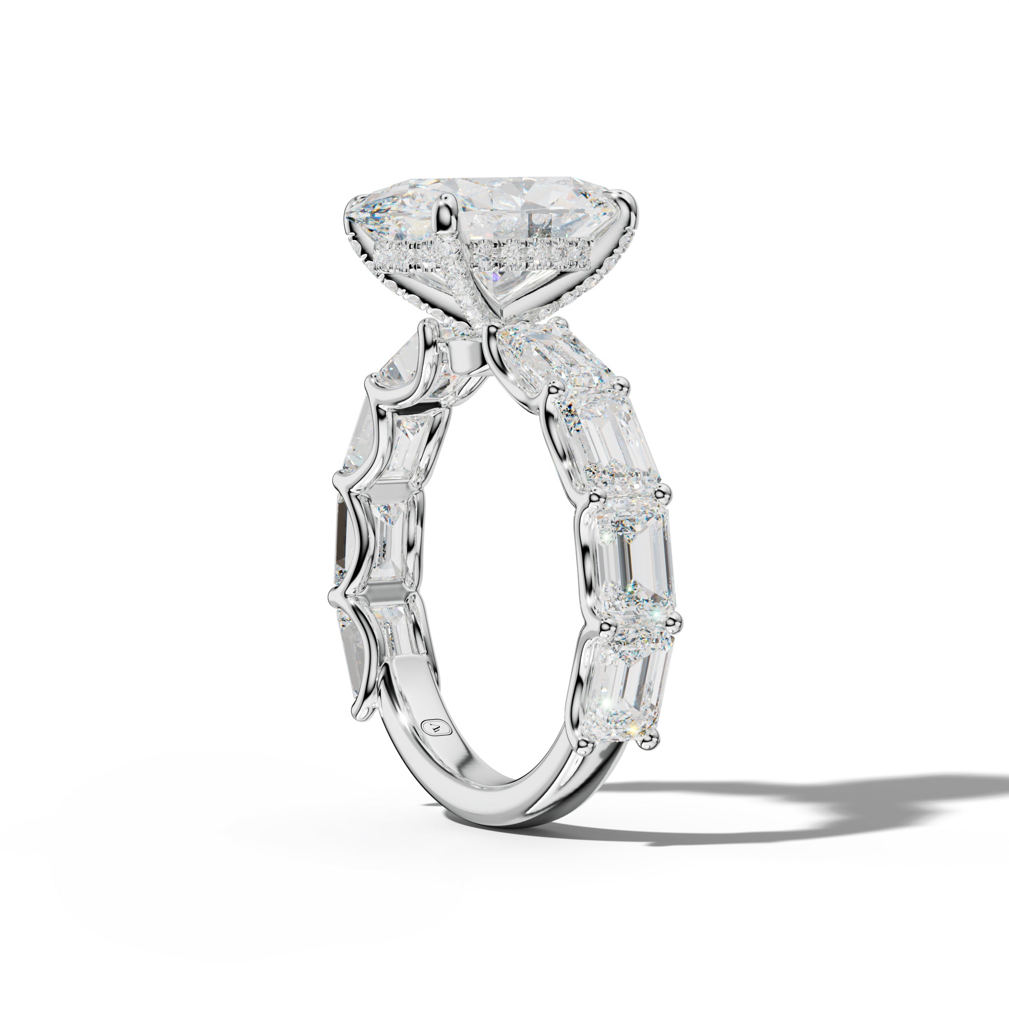 Oaklynn Oval Diamond Engagement Ring With East West Emerald Side Stones