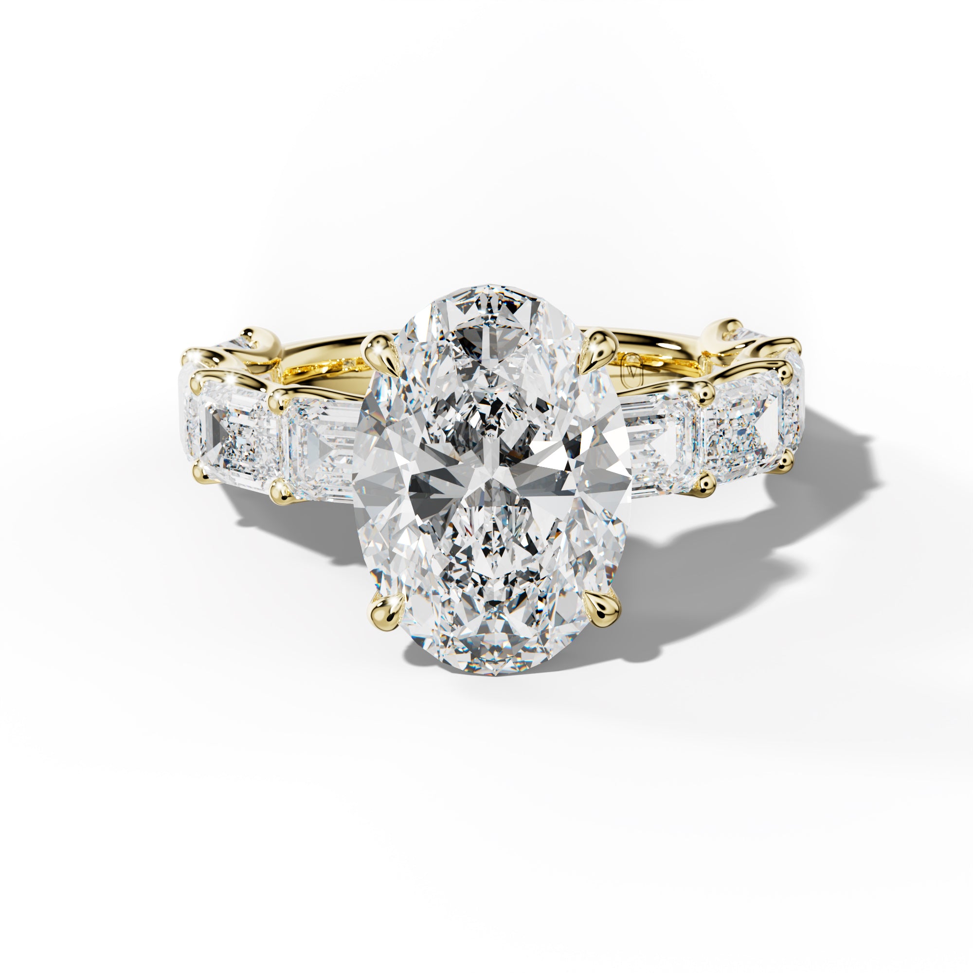 Oaklynn Oval Diamond Engagement Ring With East West Emerald Side Stones