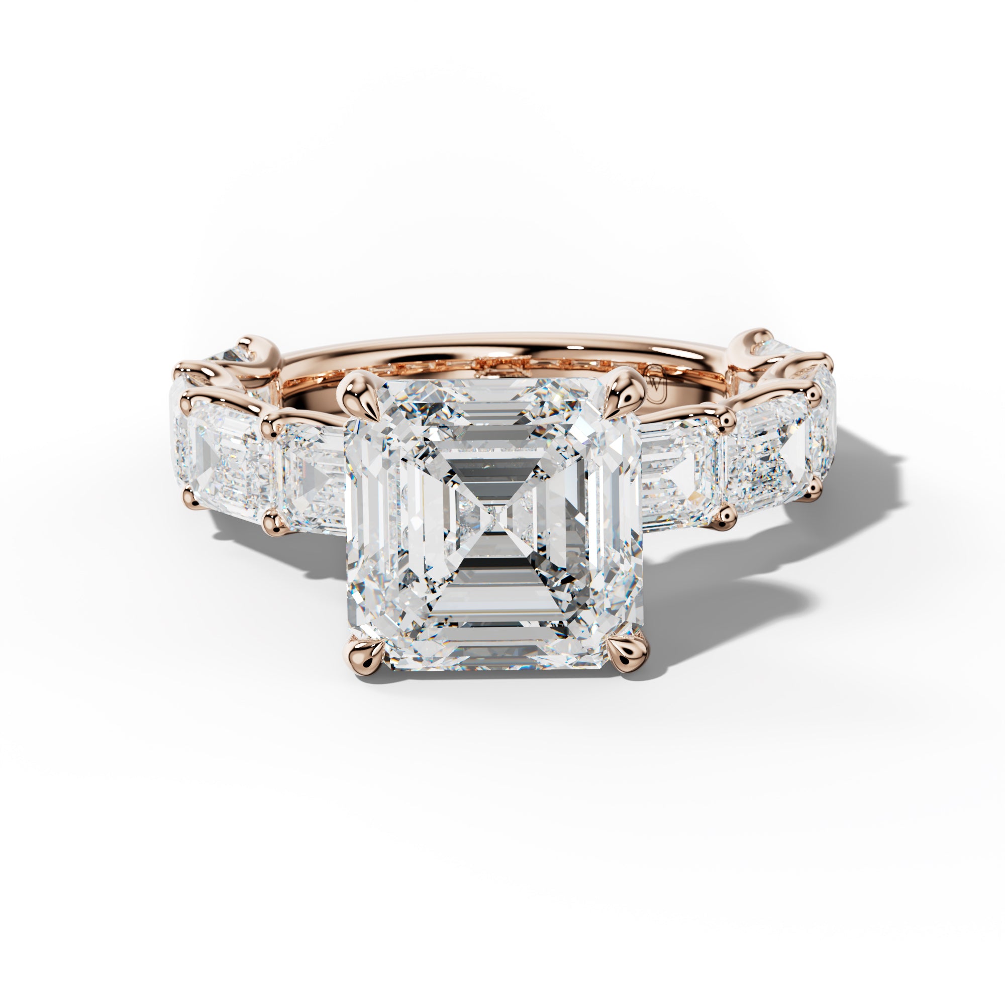 Oaklynn Asscher Diamond Engagement Ring With East West Emerald Side Stones