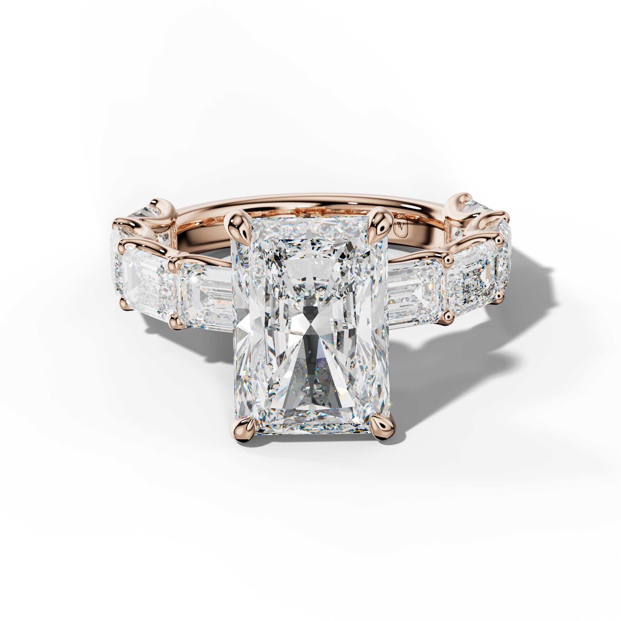 Oaklynn Radiant Diamond Engagement Ring With East West Emerald Side Stones