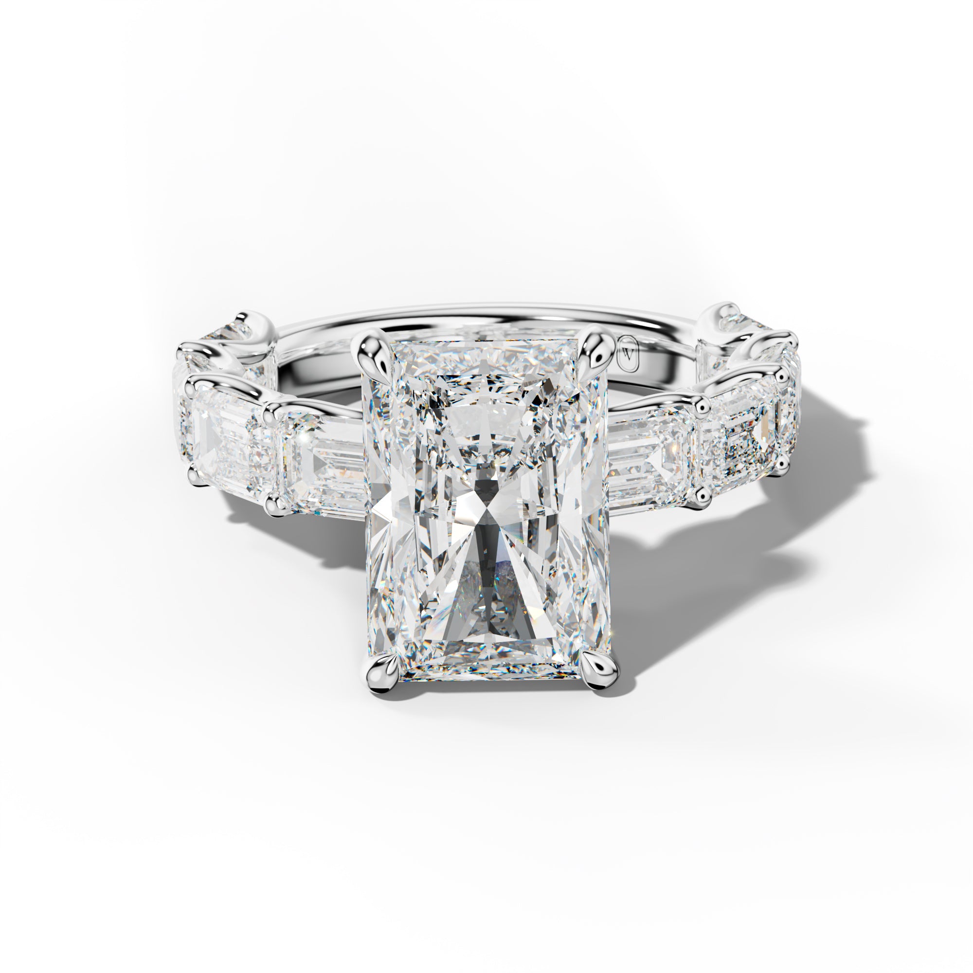 Oaklynn Radiant Diamond Engagement Ring With East West Emerald Side Stones