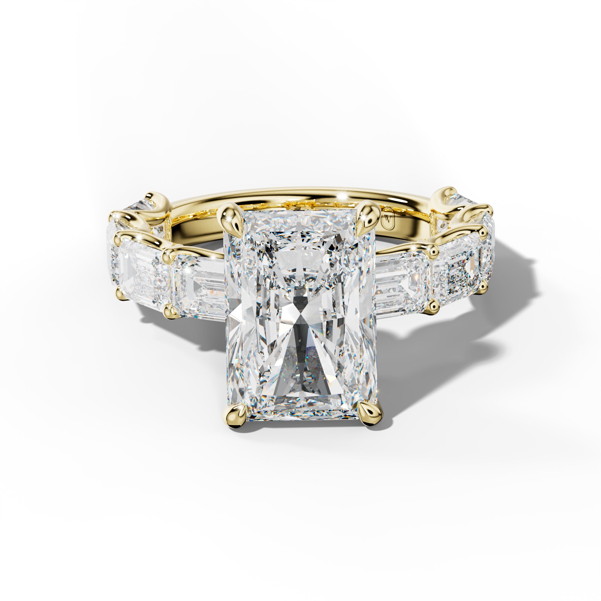 Oaklynn Radiant Diamond Engagement Ring With East West Emerald Side Stones