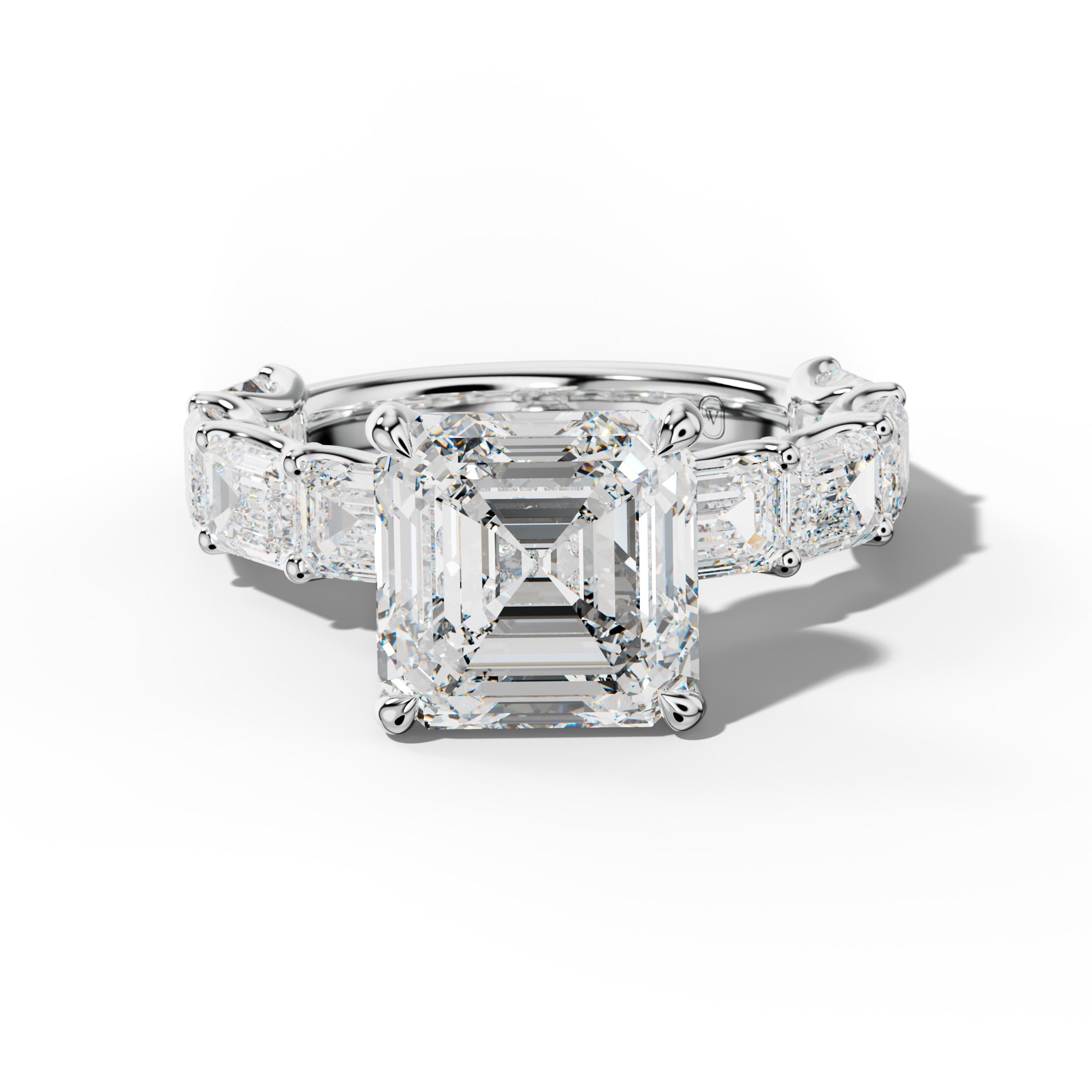 Oaklynn Asscher Diamond Engagement Ring With East West Emerald Side Stones
